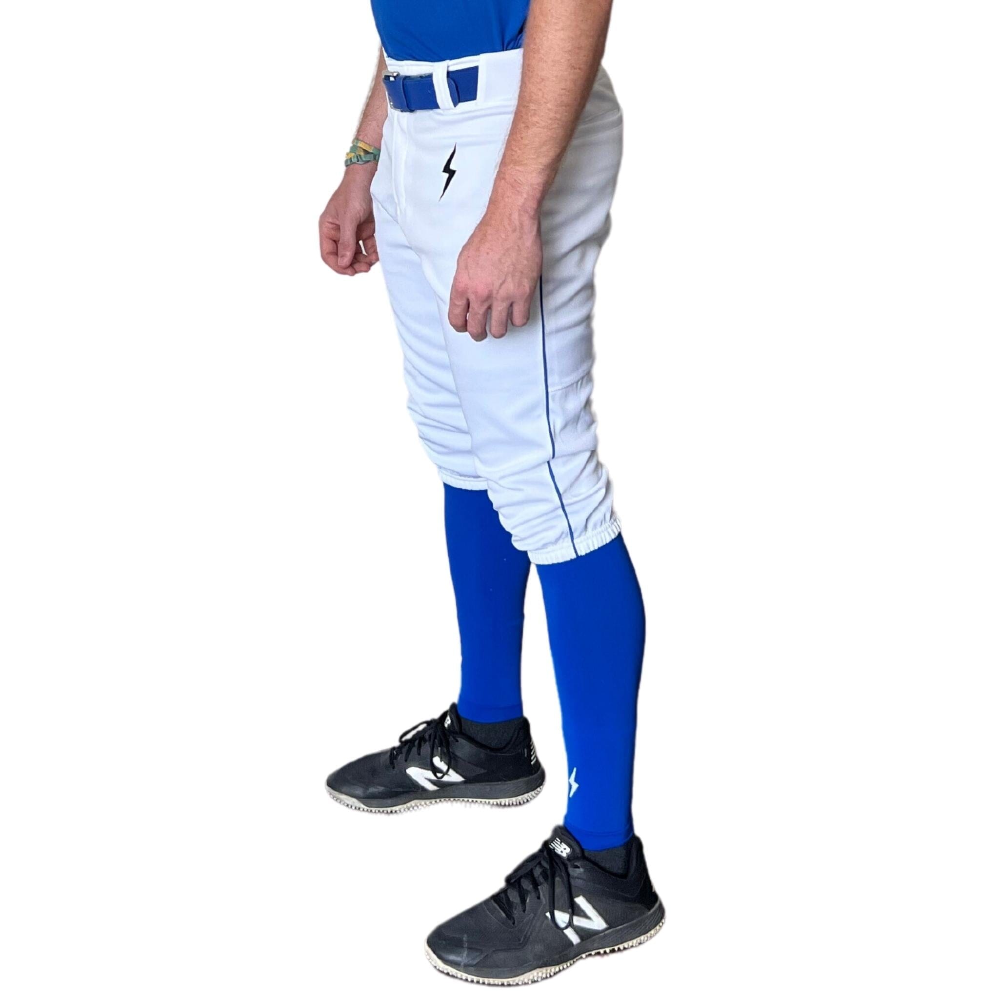 Premium Pro Baseball Knicker Pant w/ Piping - White/Royal Blue- quickbuy
