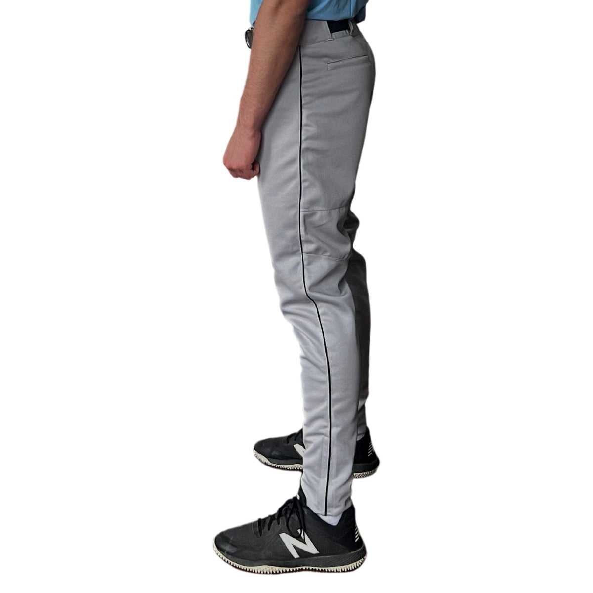 BRUCE BOLT Premium Pro Baseball Pant - GREY w/ Black Piping