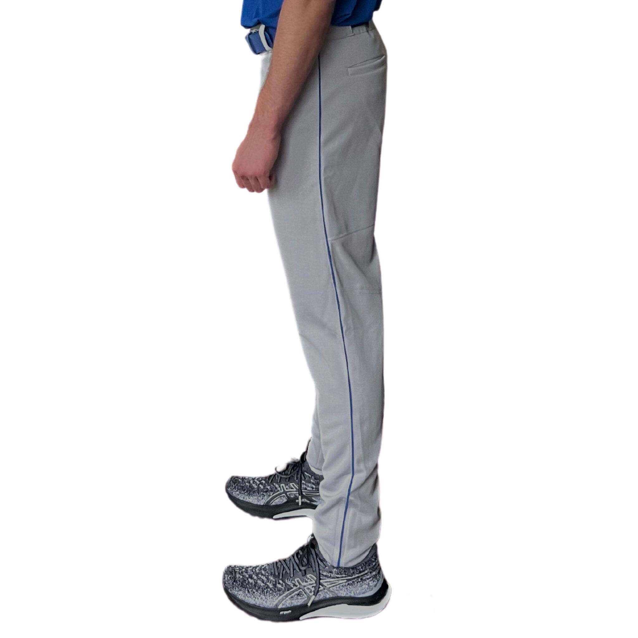 Premium Pro Baseball Pant w/ Piping - Grey/Royal Blue- quickbuy