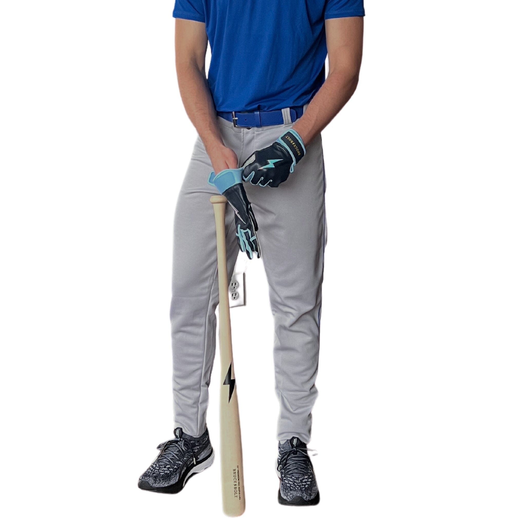 Premium Pro Baseball Pant w/ Piping - Grey/Royal Blue- thumb 4