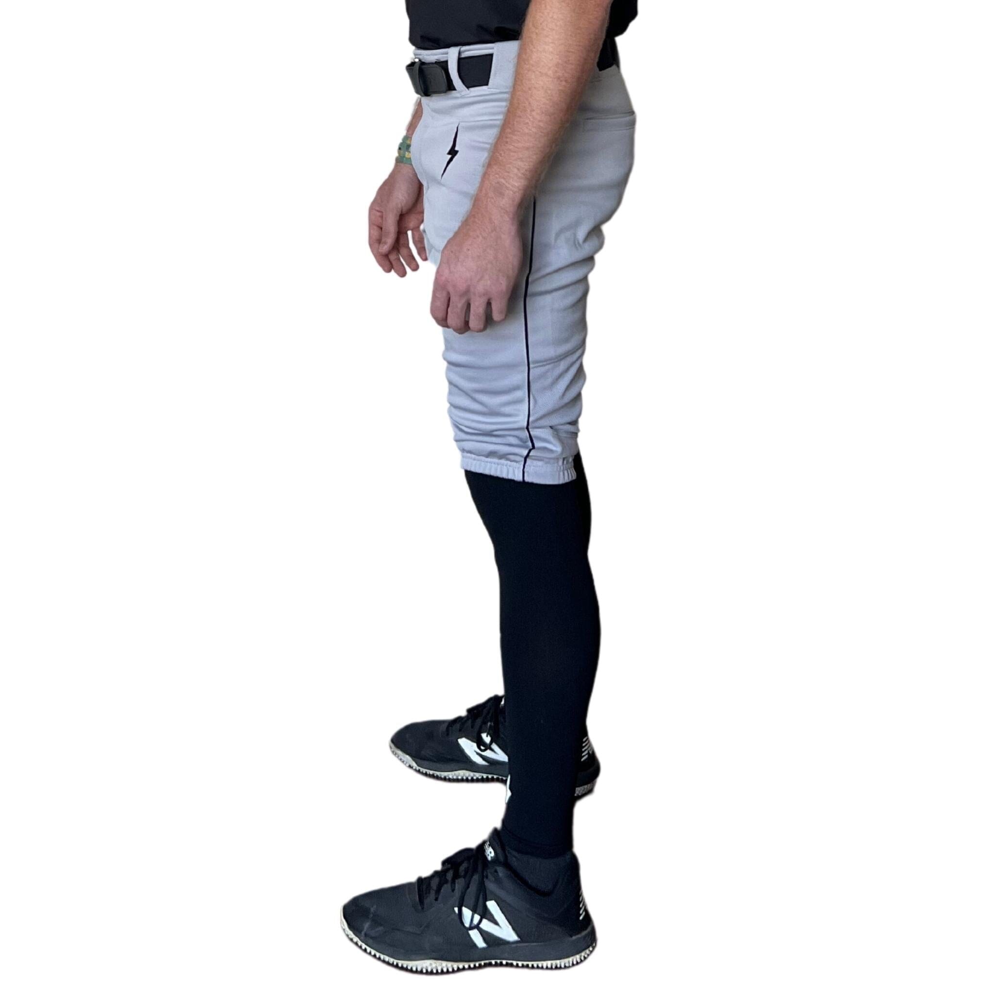 Premium Pro Baseball Short Pant w/ Piping - Grey/Black- quickbuy