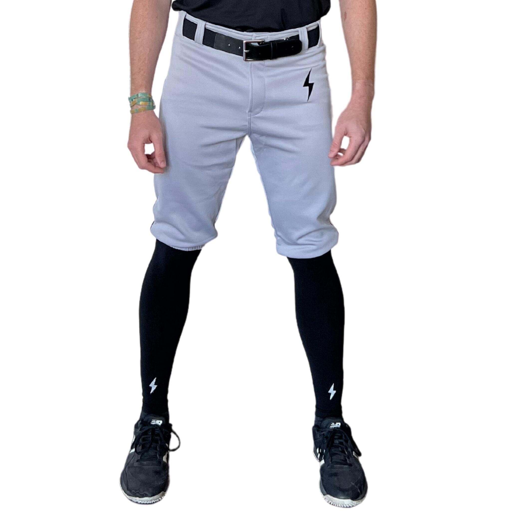 Premium Pro Baseball Short Pant w/ Piping - Grey/Black- quickbuy