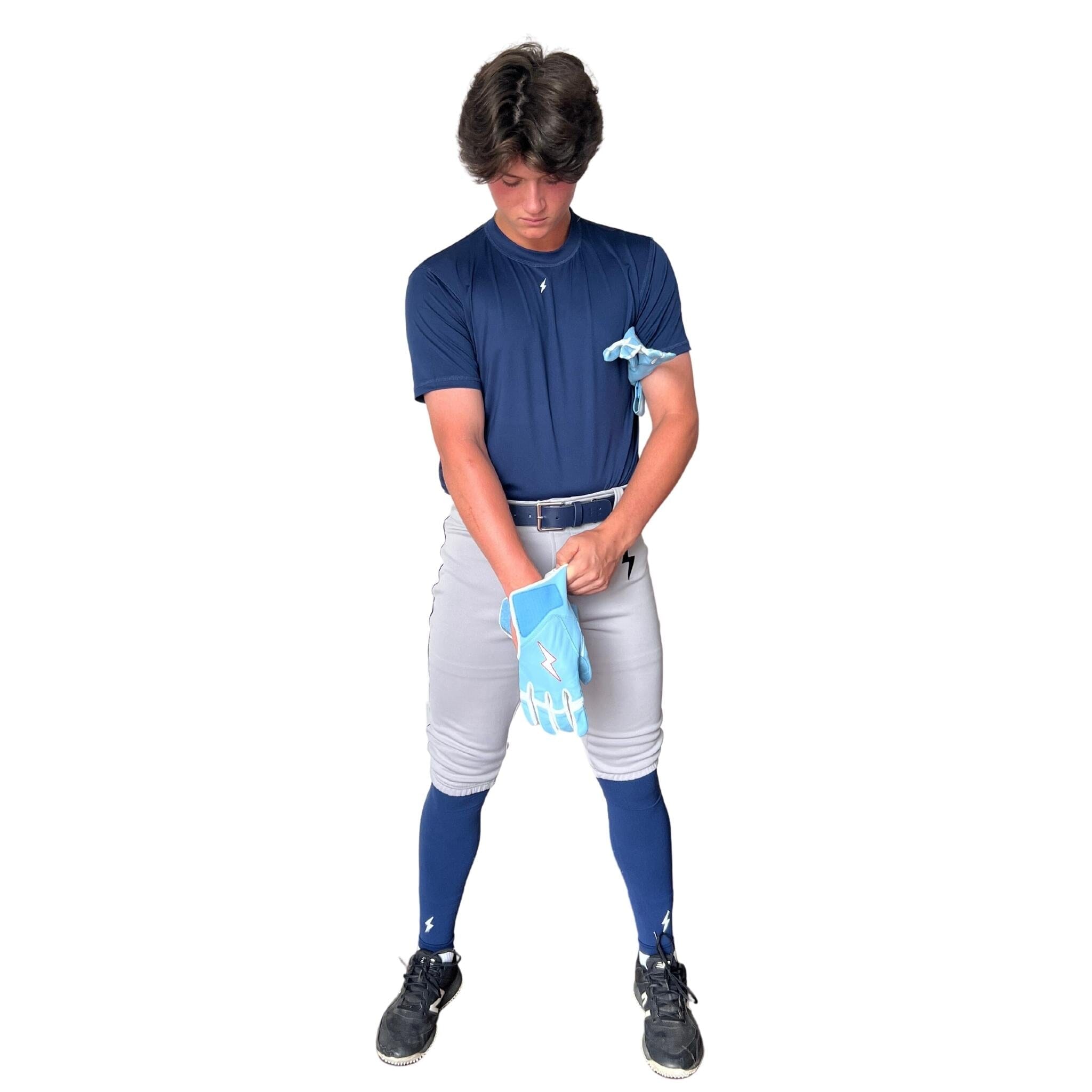 Premium Pro Baseball Short Pant w/ Piping - Grey/Navy- thumb 4