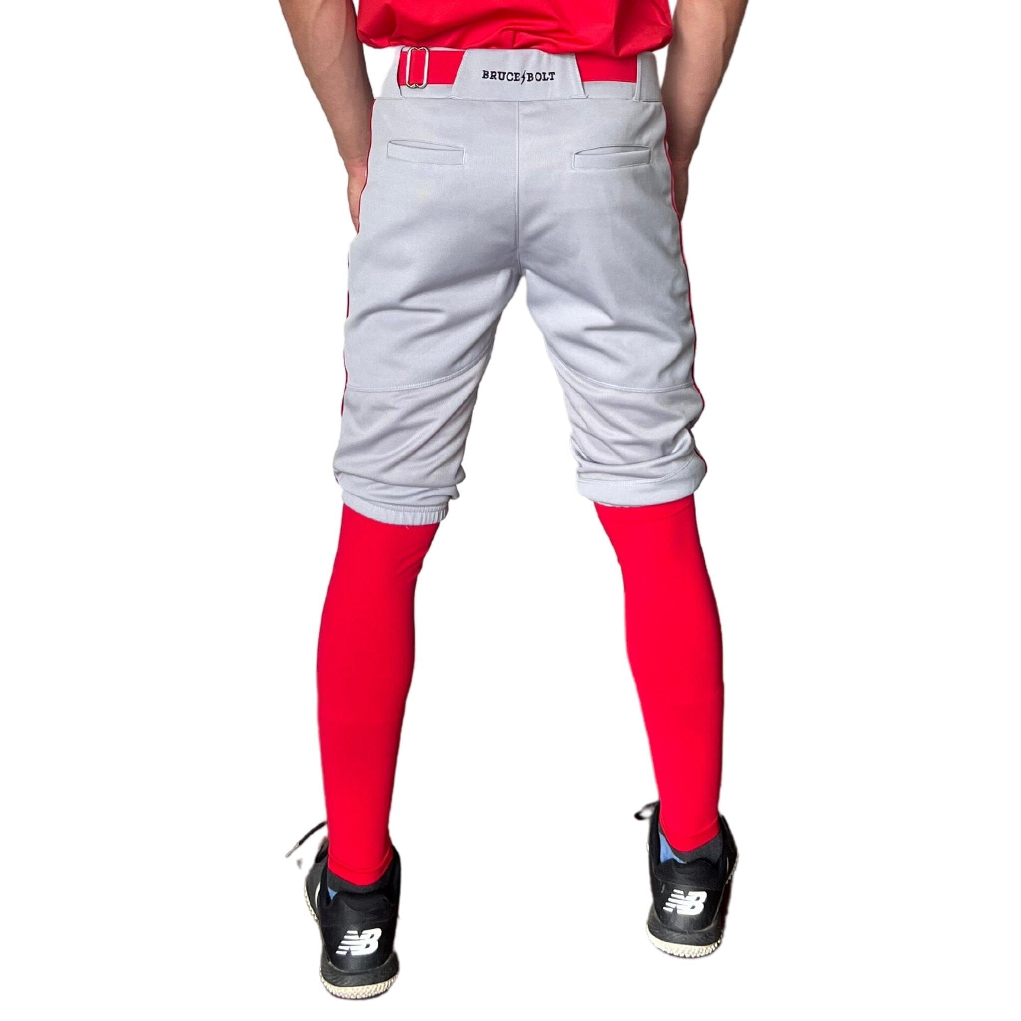 Premium Pro Baseball Short Pant w/ Piping - Grey/Red- thumb 3