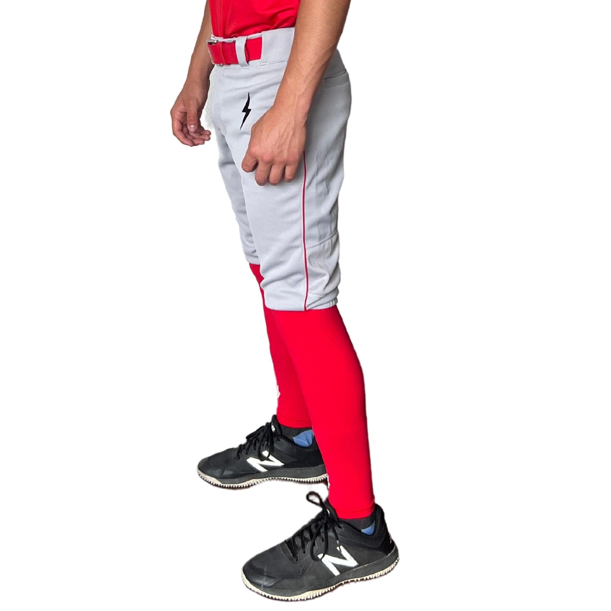 Premium Pro Baseball Short Pant w/ Piping - Grey/Red- quickbuy