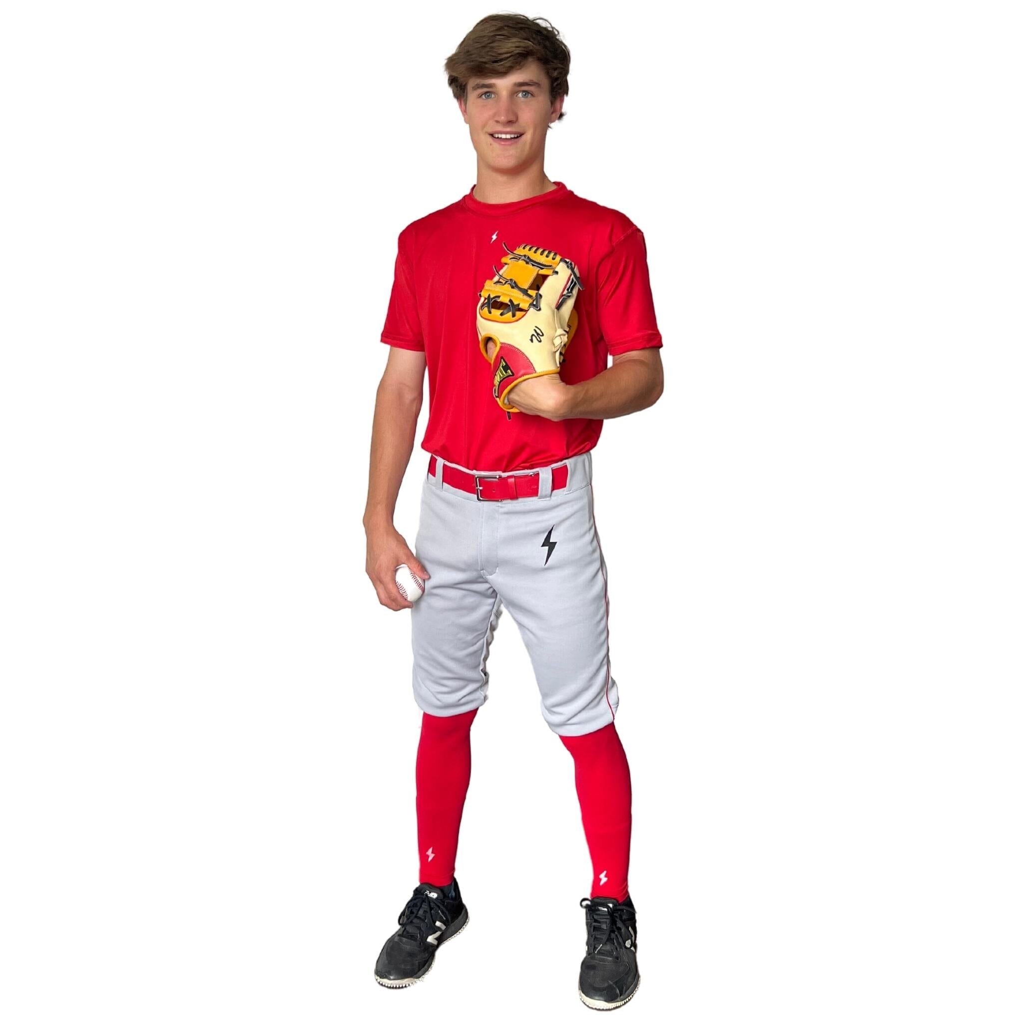 Premium Pro Baseball Short Pant w/ Piping - Grey/Red- thumb 4