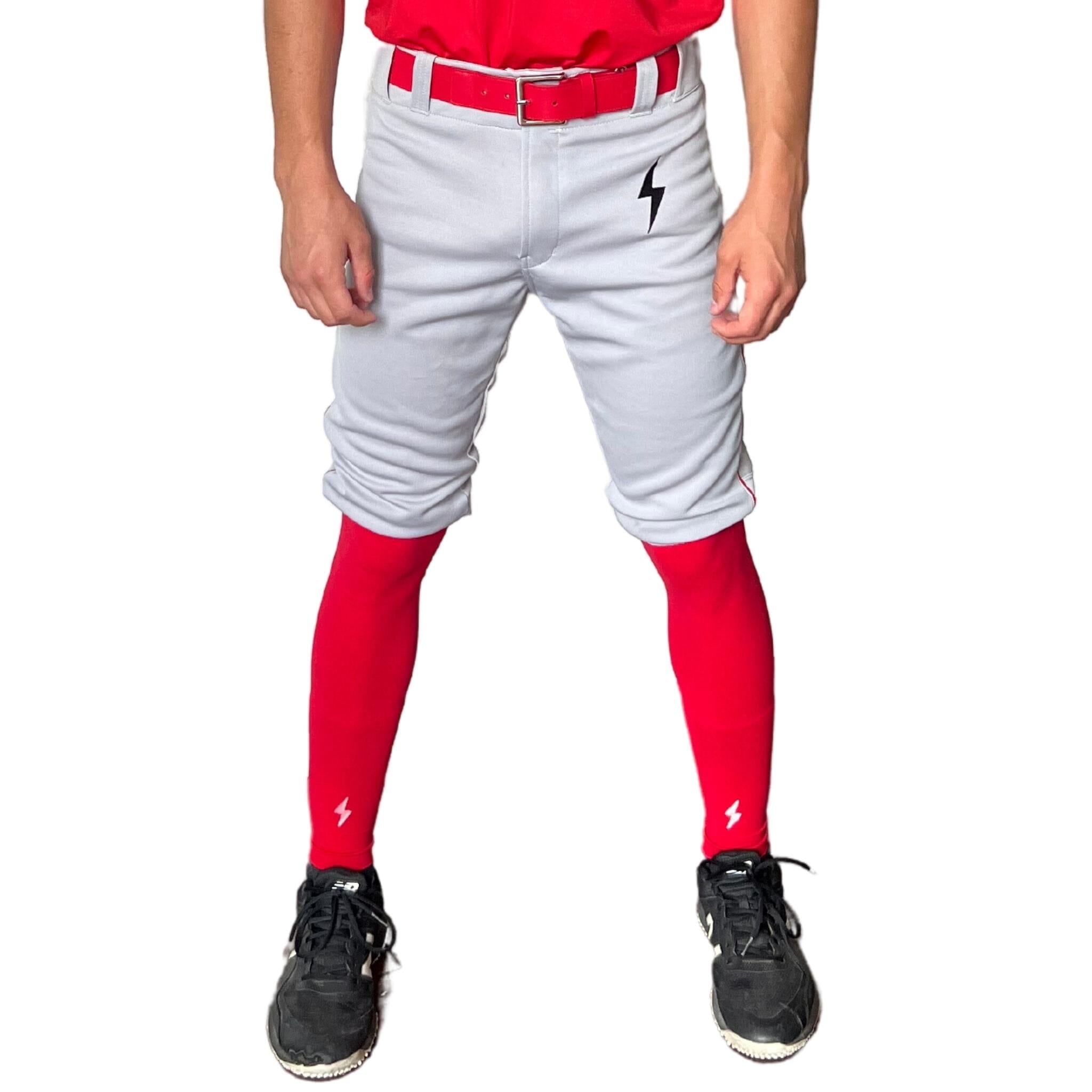 Premium Pro Baseball Short Pant w/ Piping - Grey/Red- quickbuy