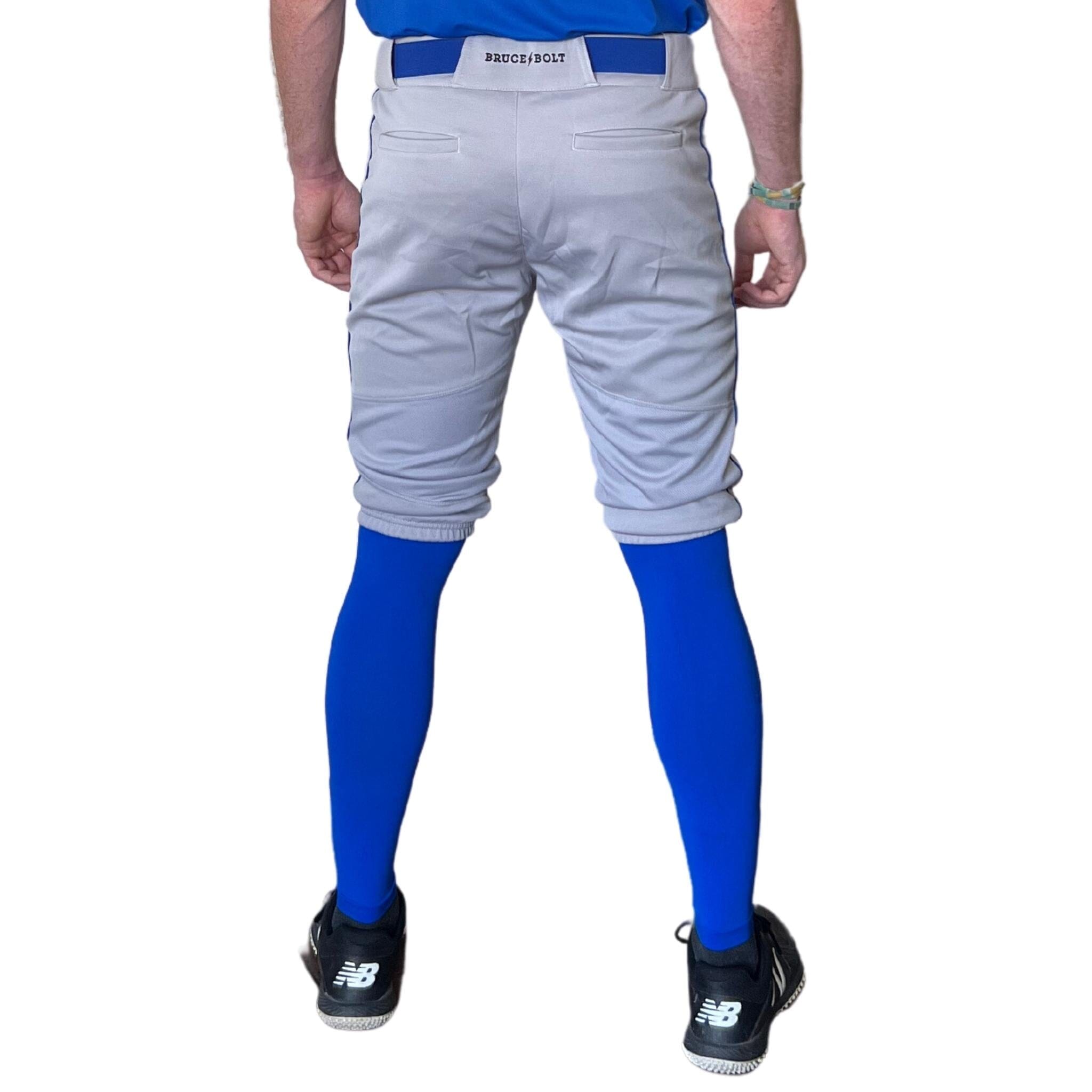 Premium Pro Baseball Short Pant w/ Piping - Grey/Royal Blue- thumb 3