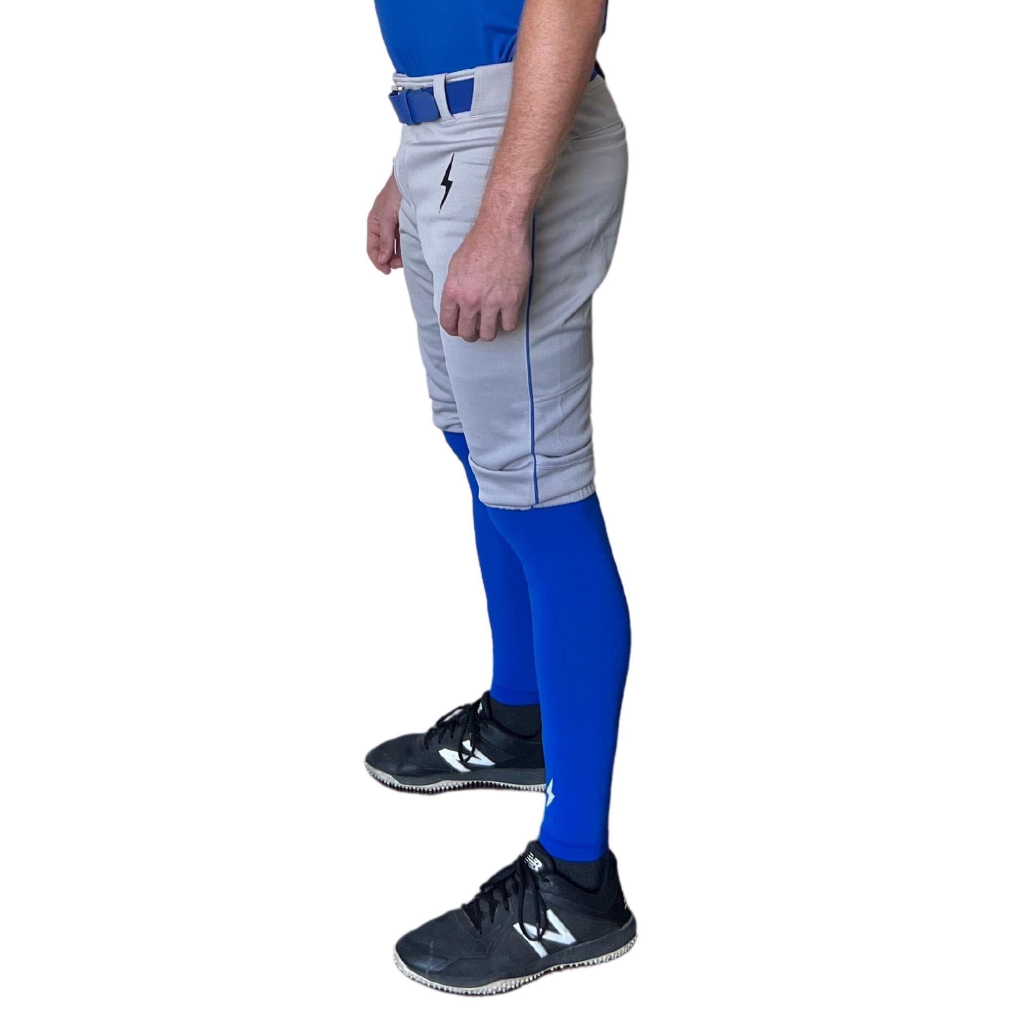 Premium Pro Baseball Short Pant w/ Piping - Grey/Royal Blue- quickbuy