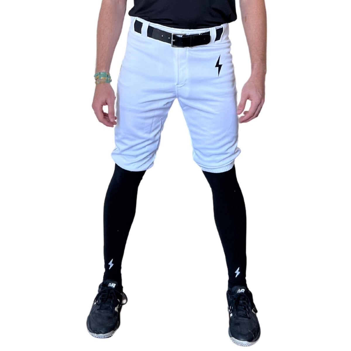 BRUCE BOLT Premium Pro Baseball Short - WHITE w/ Black