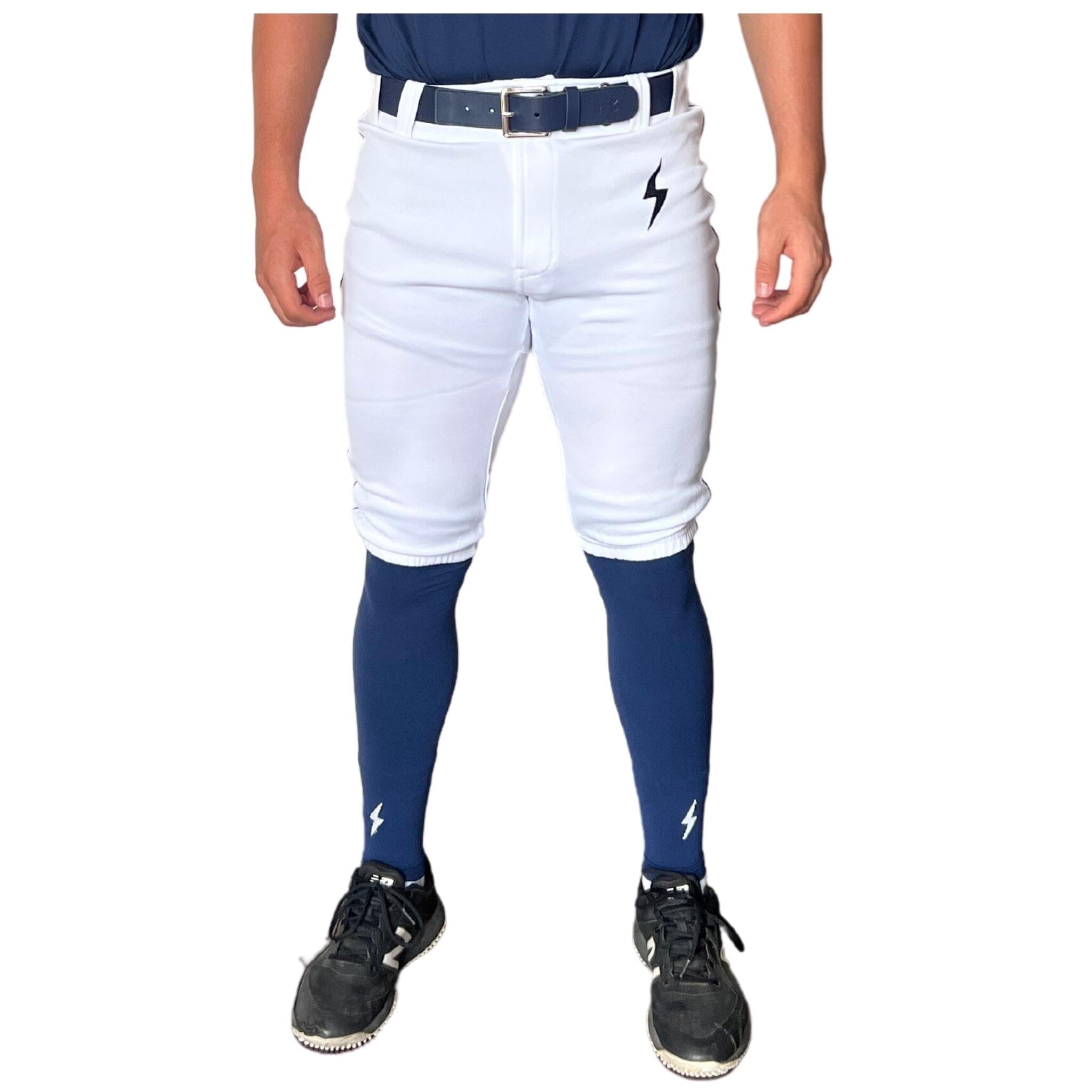 Premium Pro Baseball Short Pant w/ Piping - White/Navy- quickbuy