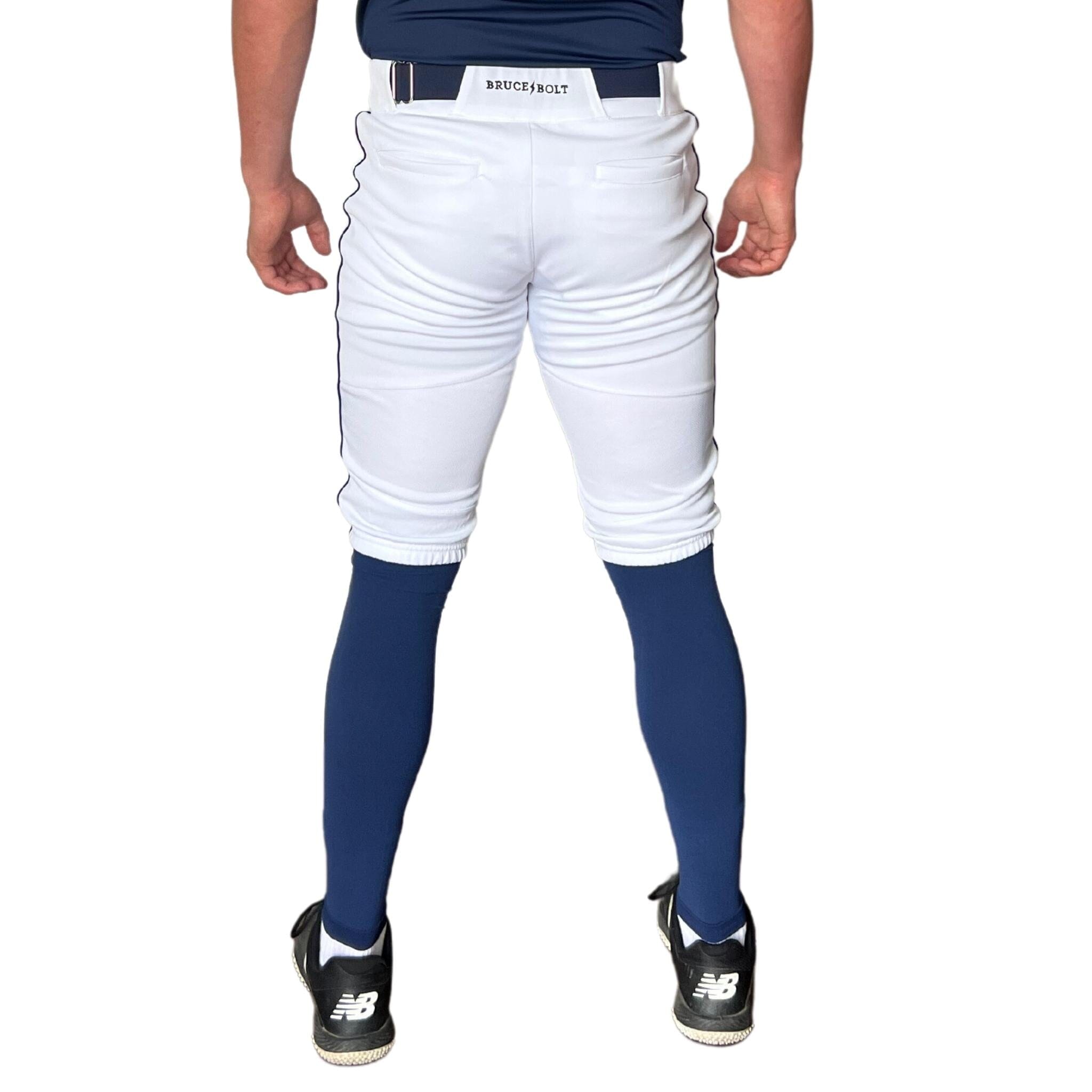 Premium Pro Baseball Short Pant w/ Piping - White/Navy- thumb 3