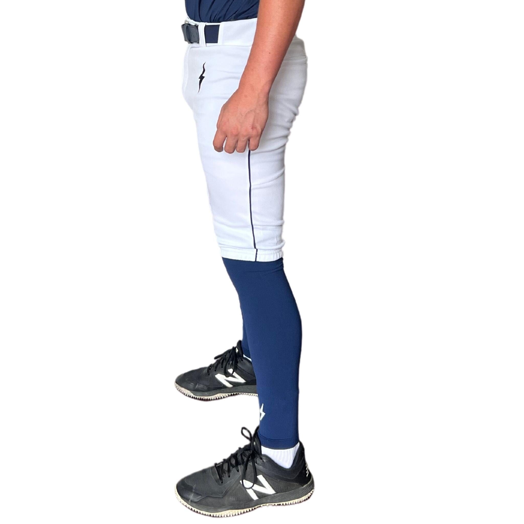 Premium Pro Baseball Short Pant w/ Piping - White/Navy- quickbuy