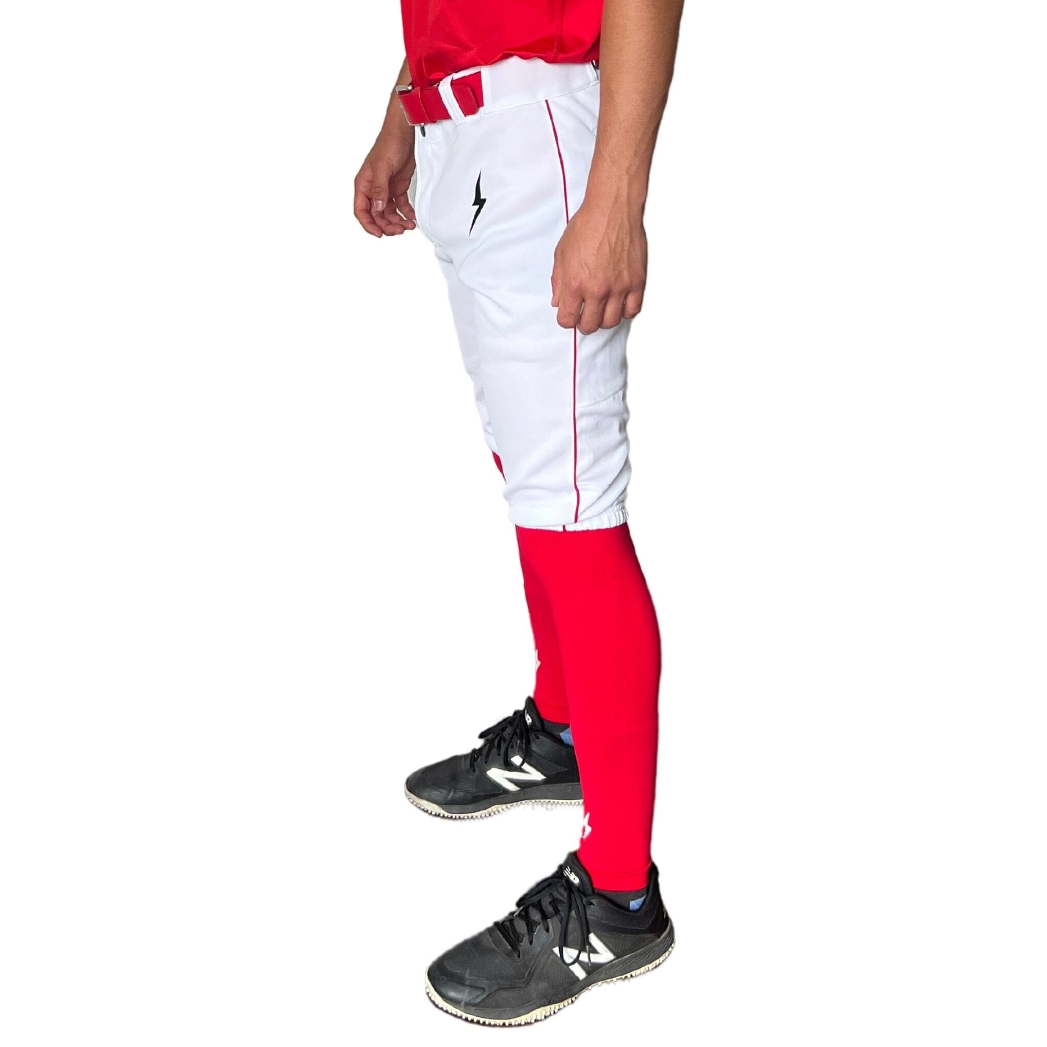 Premium Pro Baseball Short Pant w/ Piping - White/Red- quickbuy