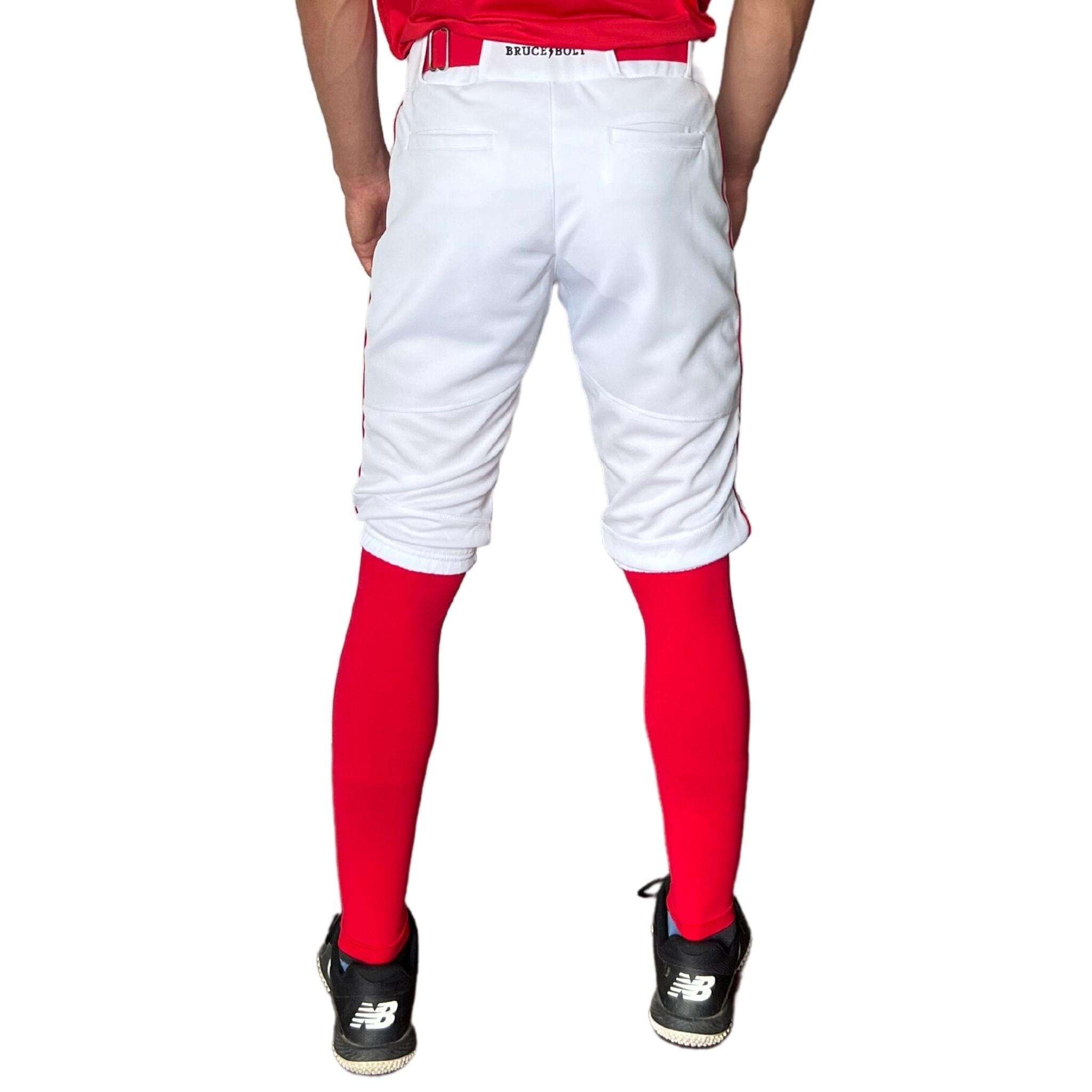 Premium Pro Baseball Short Pant w/ Piping - White/Red- quickbuy