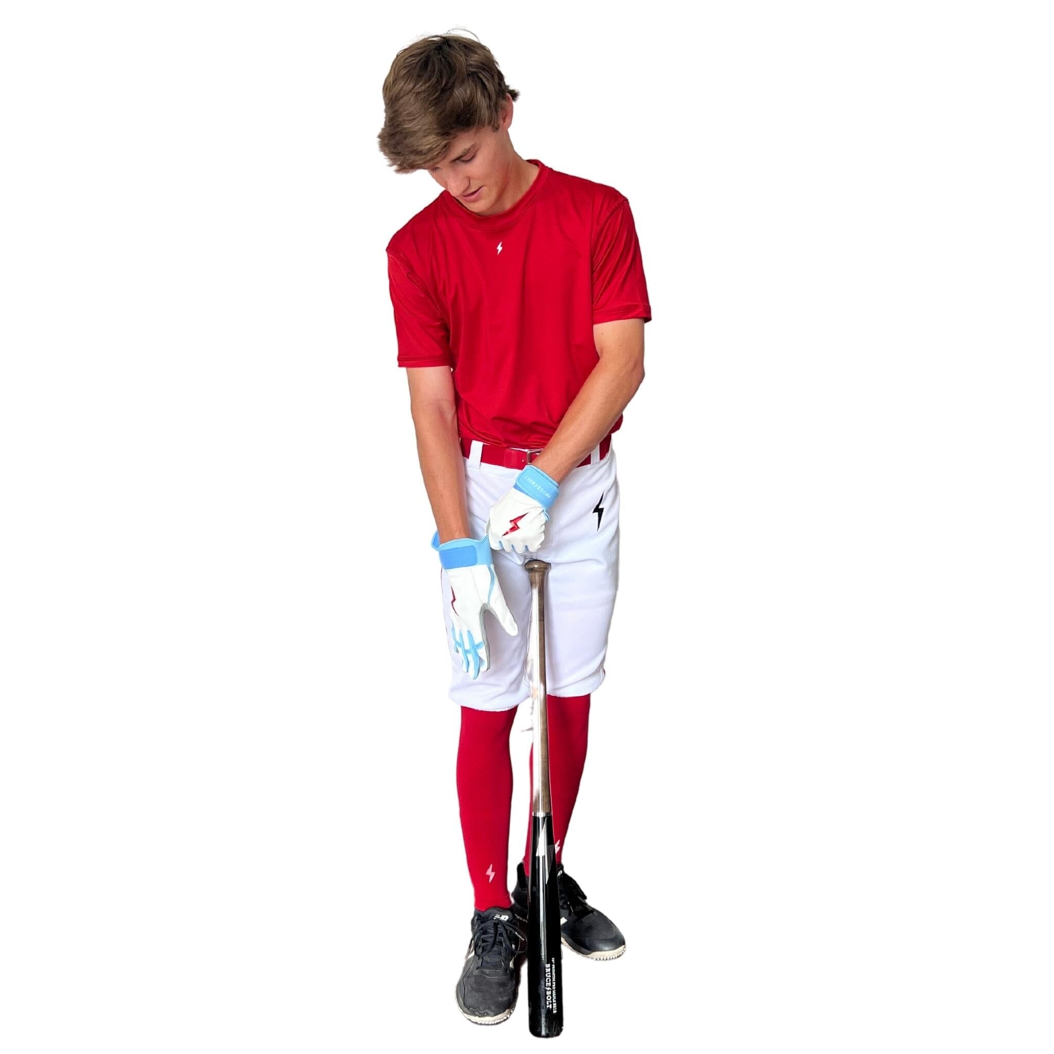 Premium Pro Baseball Short Pant w/ Piping - White/Red- thumb 4