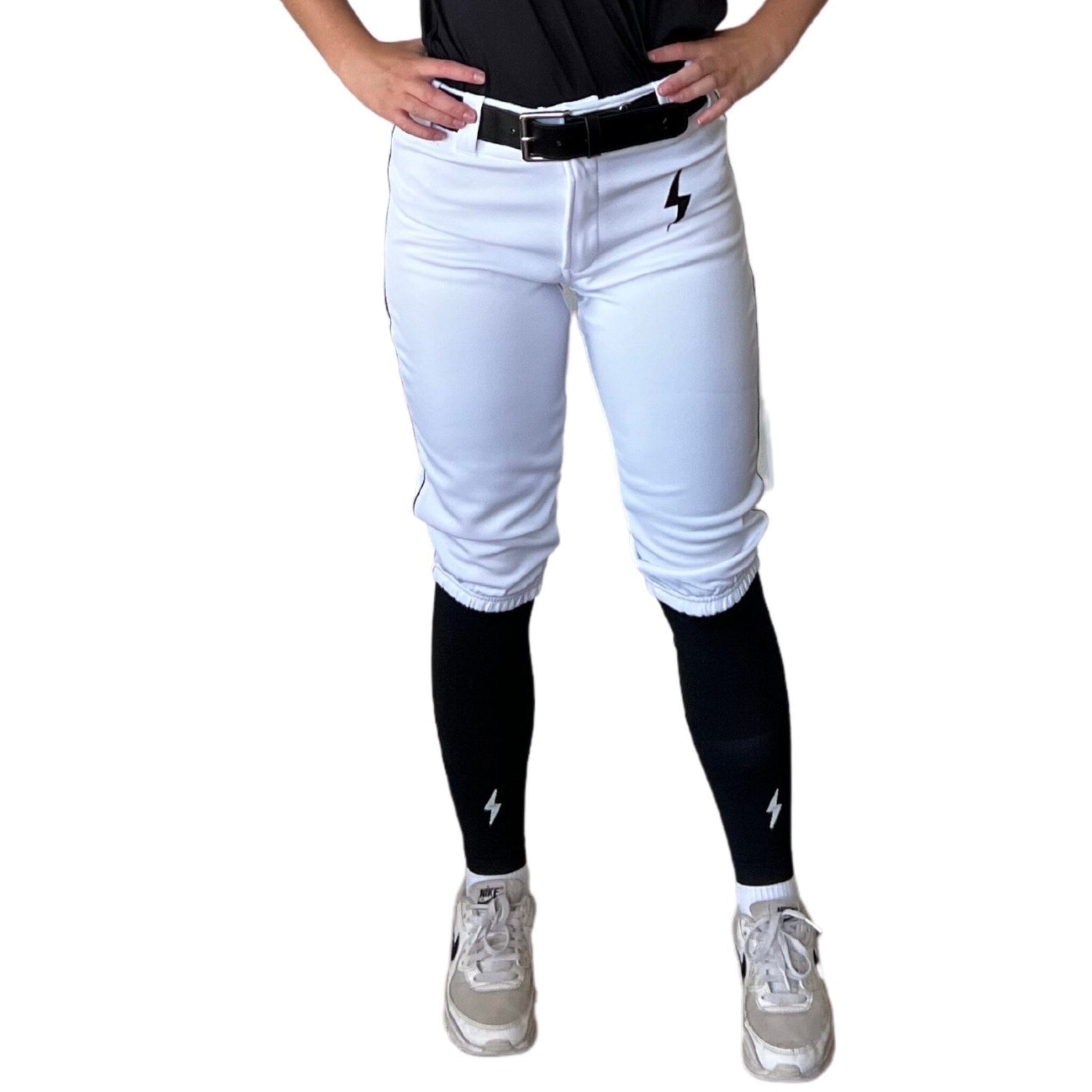 Premium Pro Softball Knicker Pant w/ Piping - White/Black- thumb 4