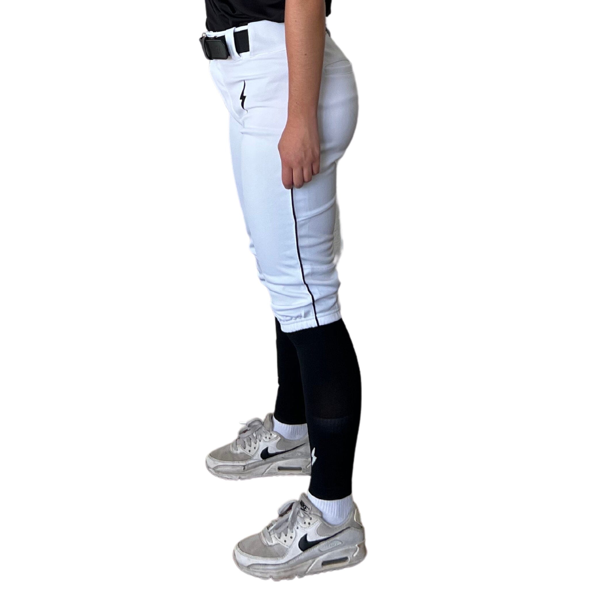 Premium Pro Softball Knicker Pant w/ Piping - White/Black- quickbuy