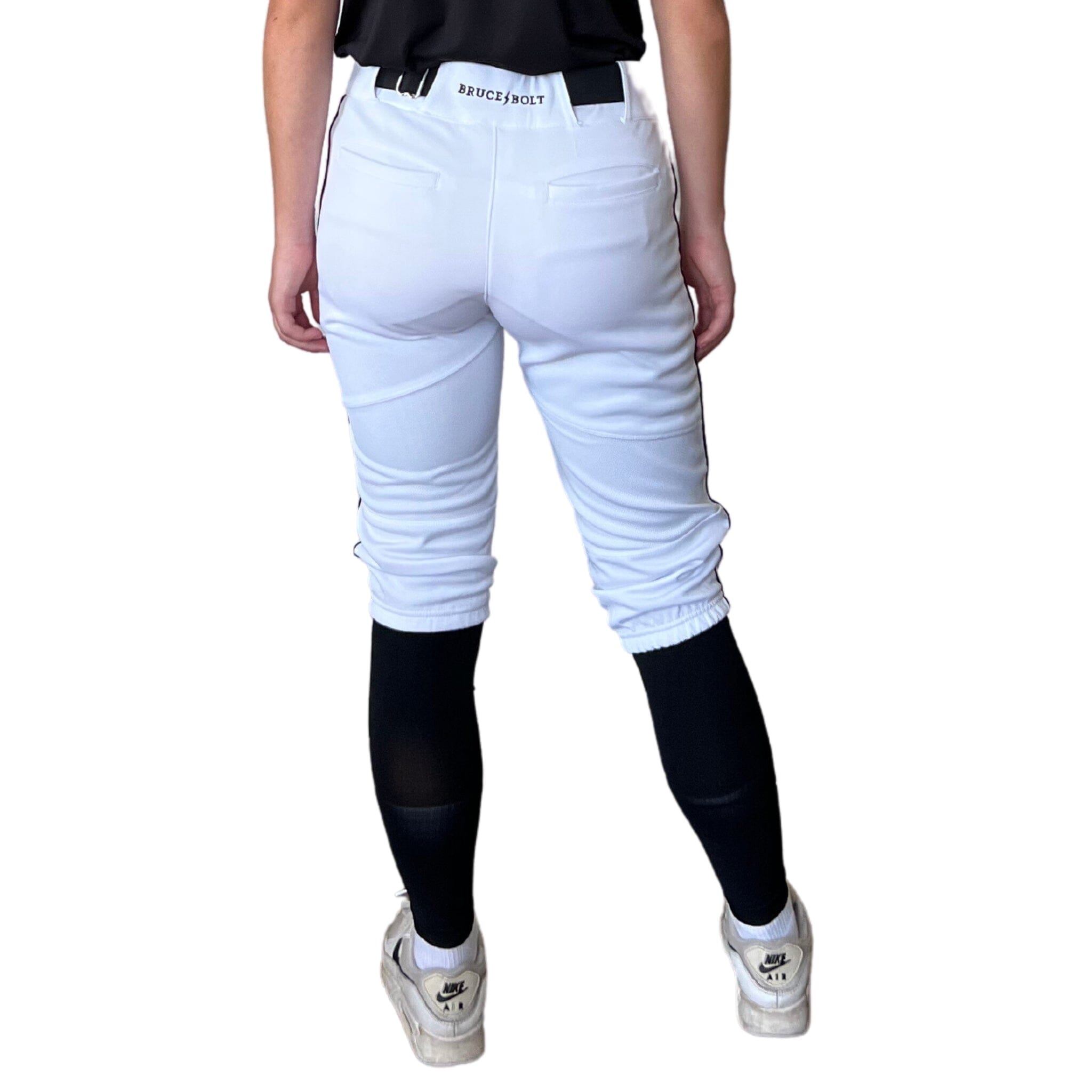 Premium Pro Softball Knicker Pant w/ Piping - White/Black- thumb 3