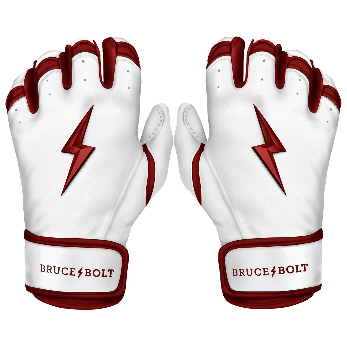Maroon and White Leather Batting Gloves BRUCE BOLT