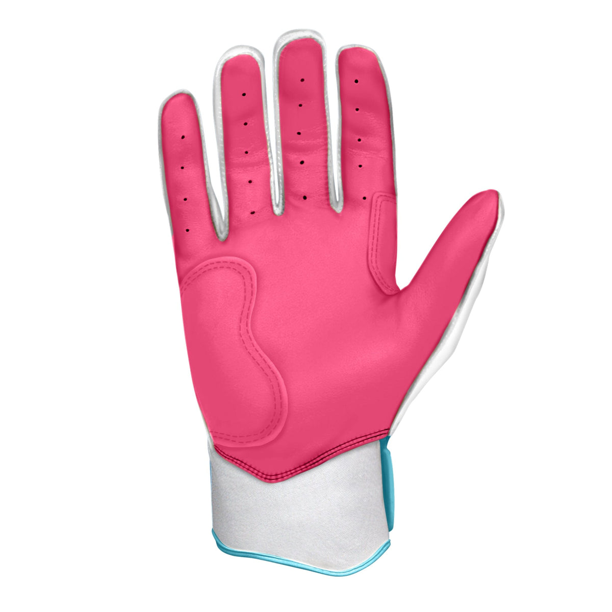 Sunrise Batting Gloves White with Blue and Pink Accents Batting