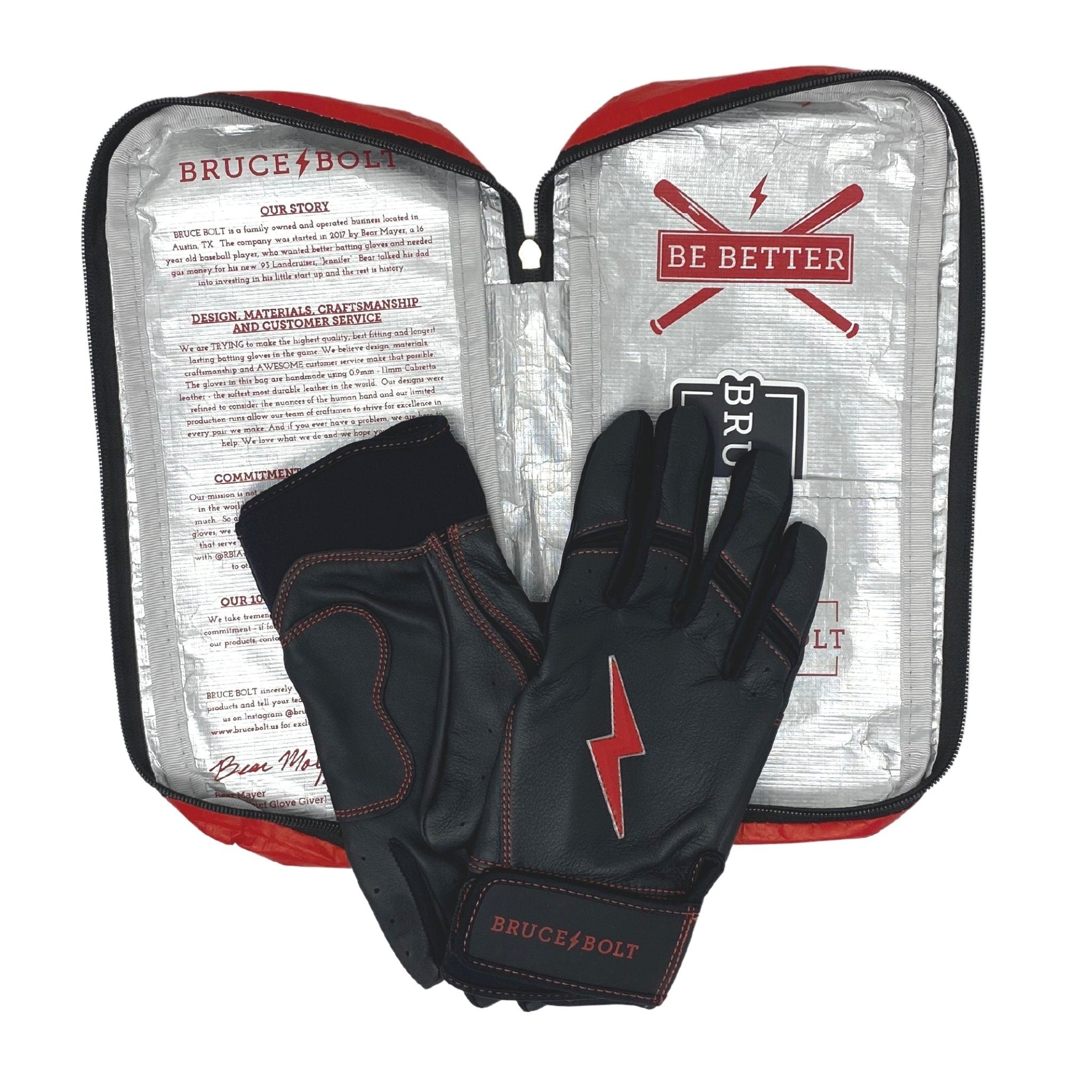 Bear Series Short Cuff Batting Gloves - Black- thumb 7
