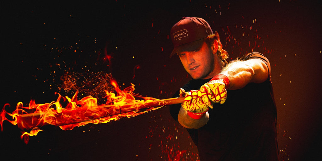 BRUCE BOLT x Harrison Bader Ignite Baseball By Launching Flame Batting Glove & Protective Gear