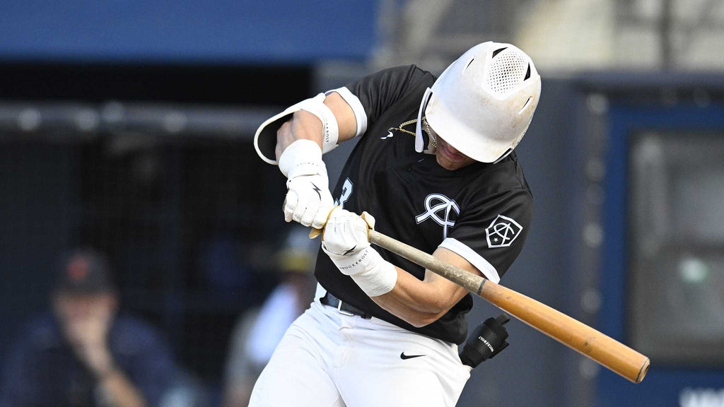 Image of a BRUCE BOLT athlete about to hit a baseball.