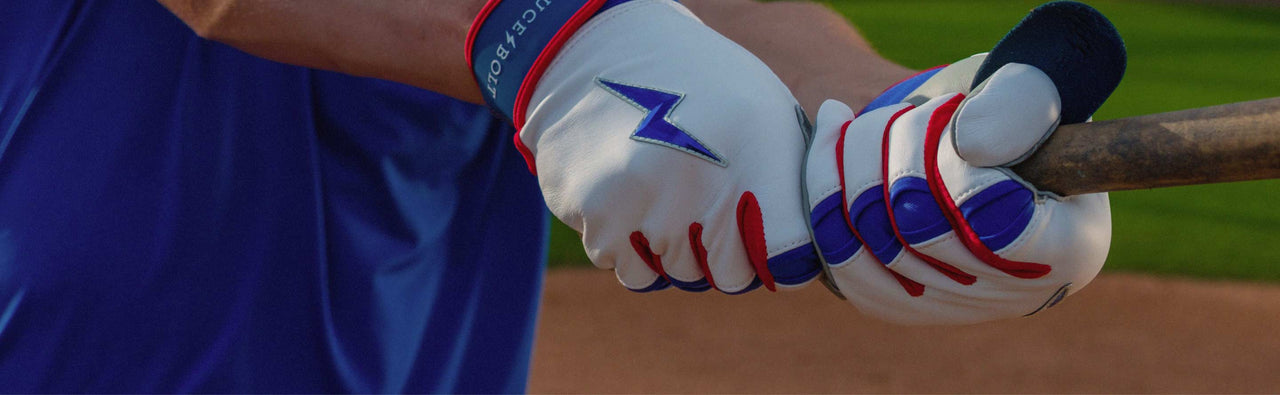 Light Blue and Navy Batting Gloves  Protective Batting Gloves – BRUCE BOLT