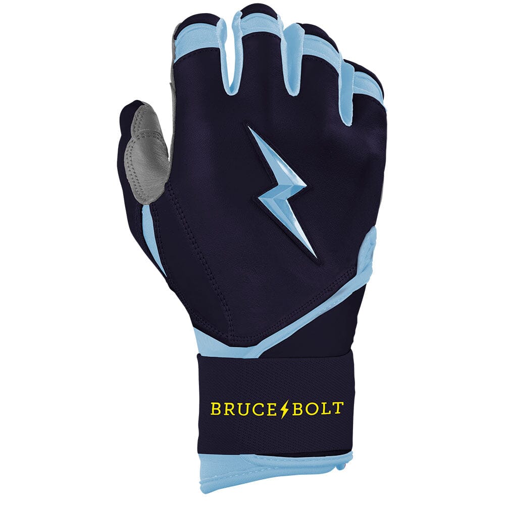 Tampa blue and black long cuff batting glove with a lightning bolt logo
