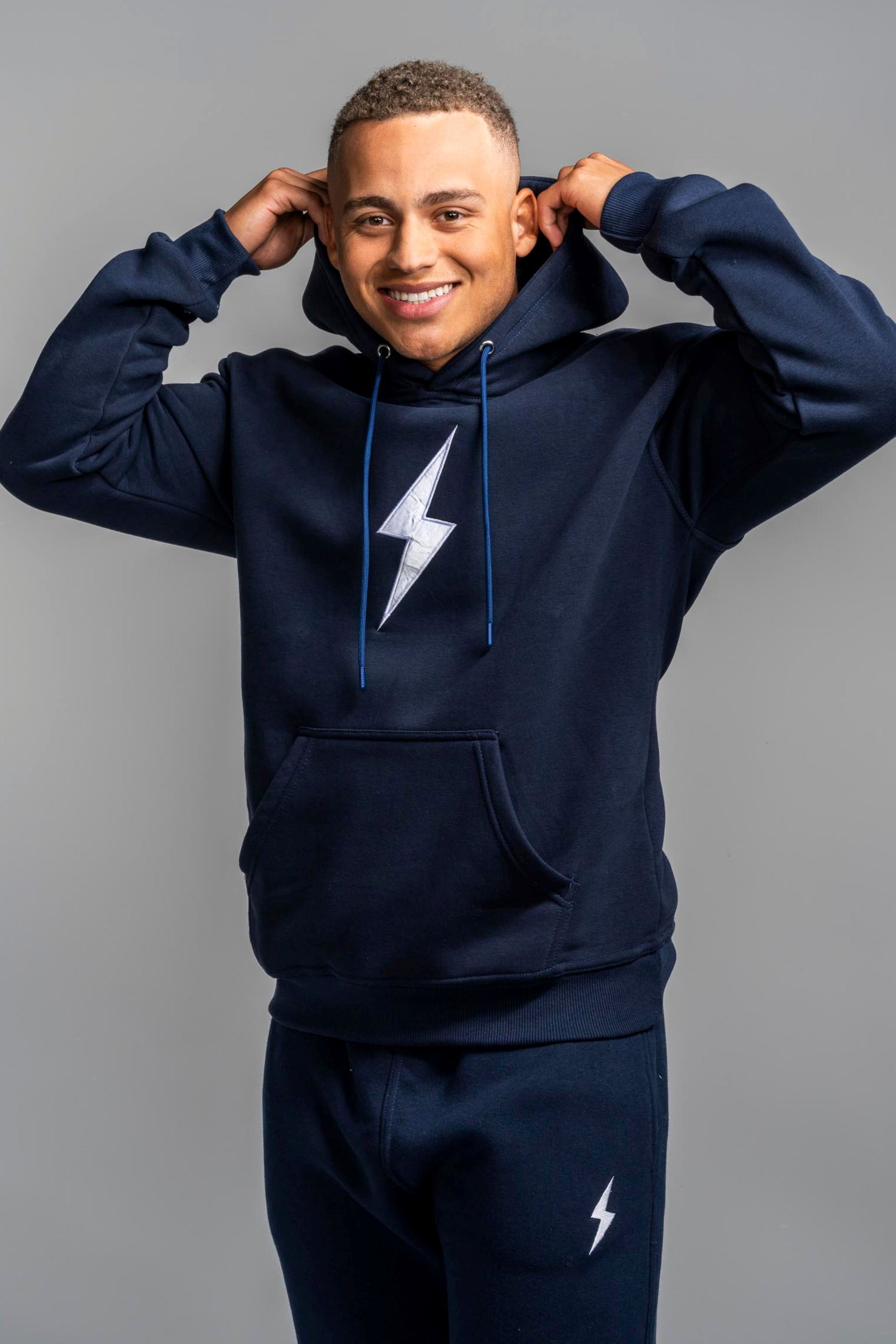 BRUCE BOLT "BOLT" Hoodie - NAVY- thumb 1