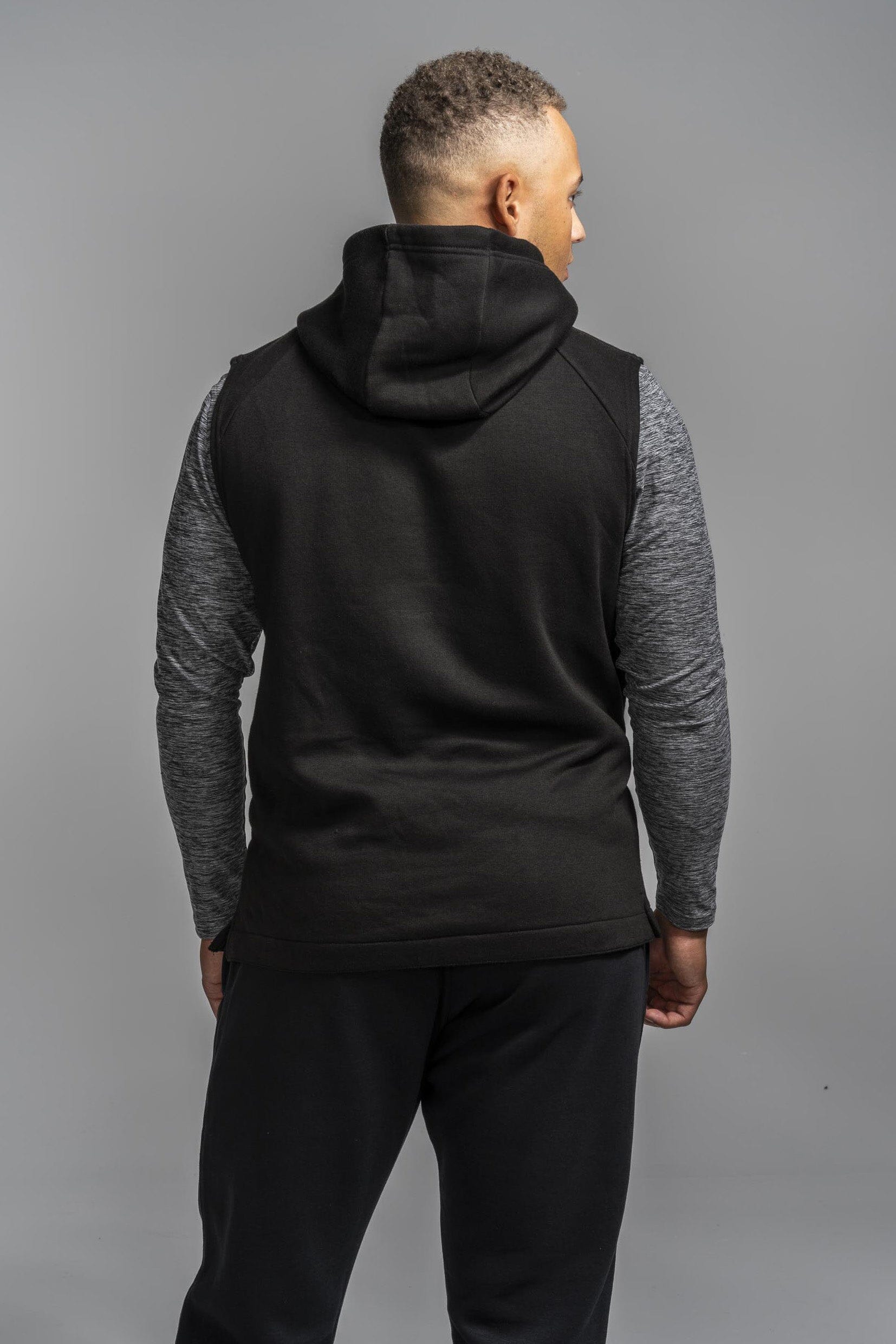 BRUCE BOLT "BOLT" Sleeveless Hoodie - BLACK w/ Black Bolt- thumb 2