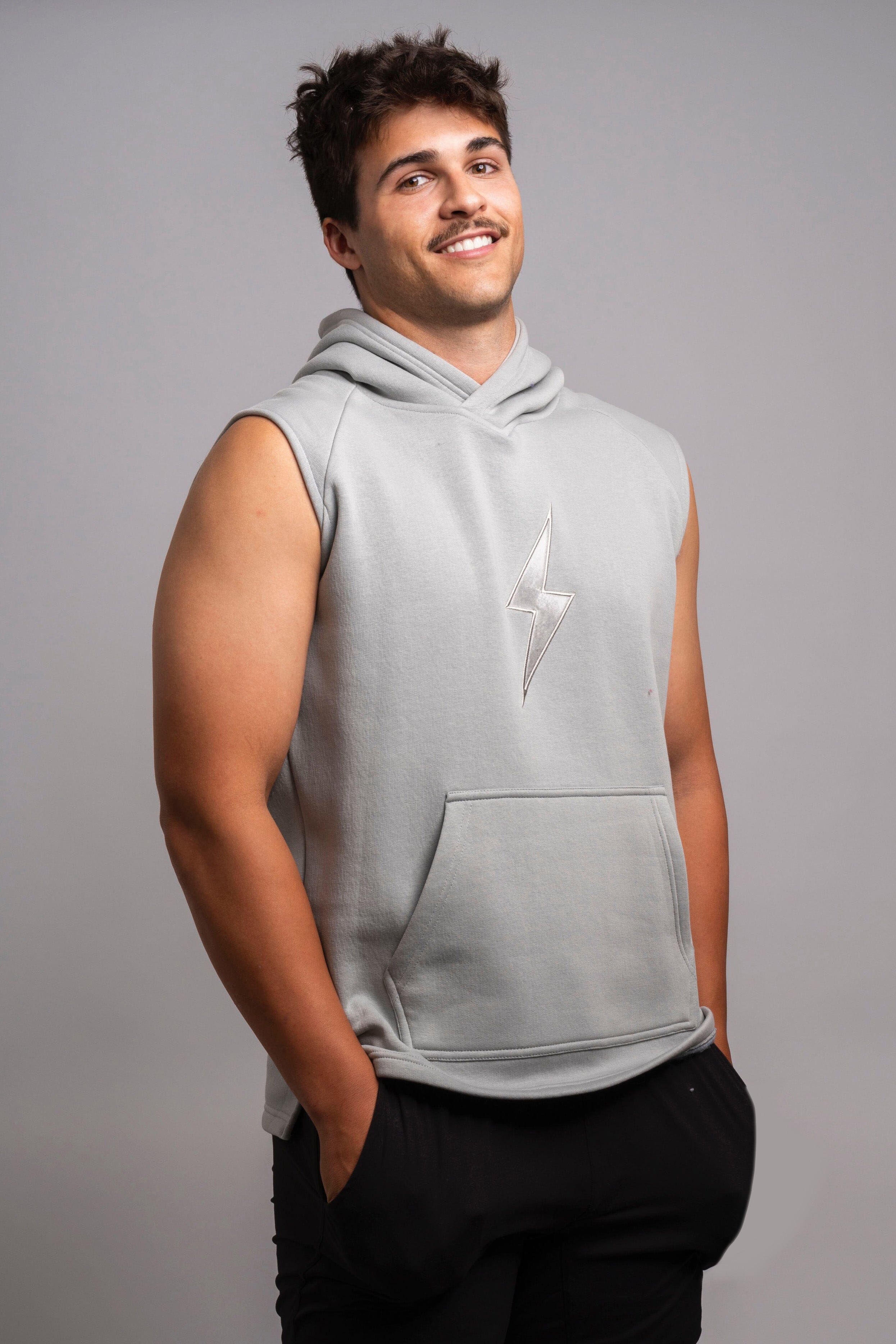 Sleeveless Grey Hoodie Training Dept Sleeveless Zip Through