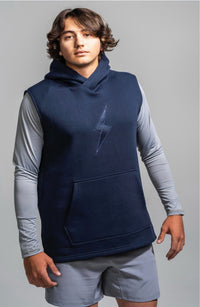 BOLT Sleeveless Hoodie - Navy/Navy Bolt
