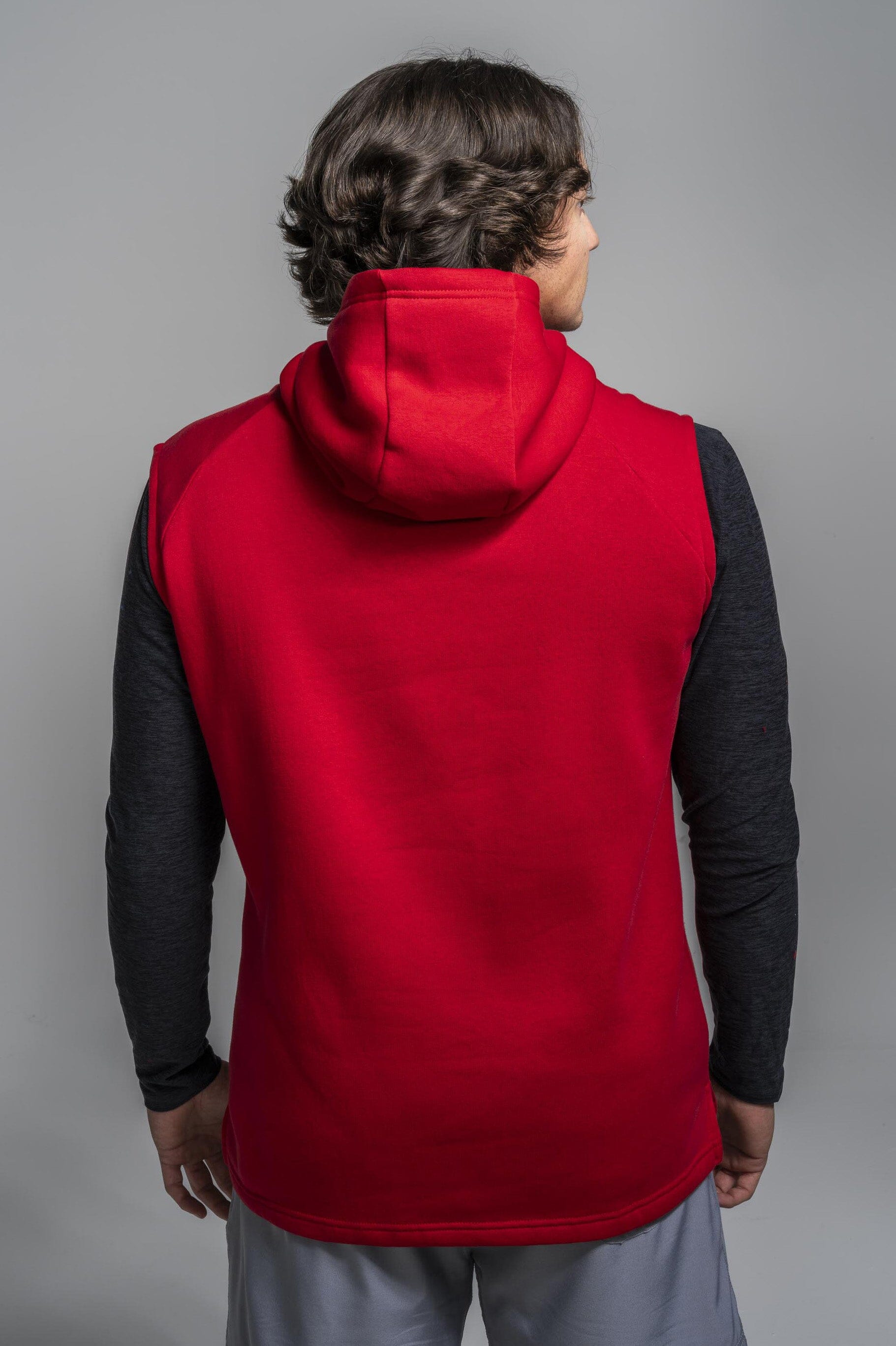 BRUCE BOLT "BOLT" Sleeveless Hoodie - RED w/ Red Bolt- thumb 2