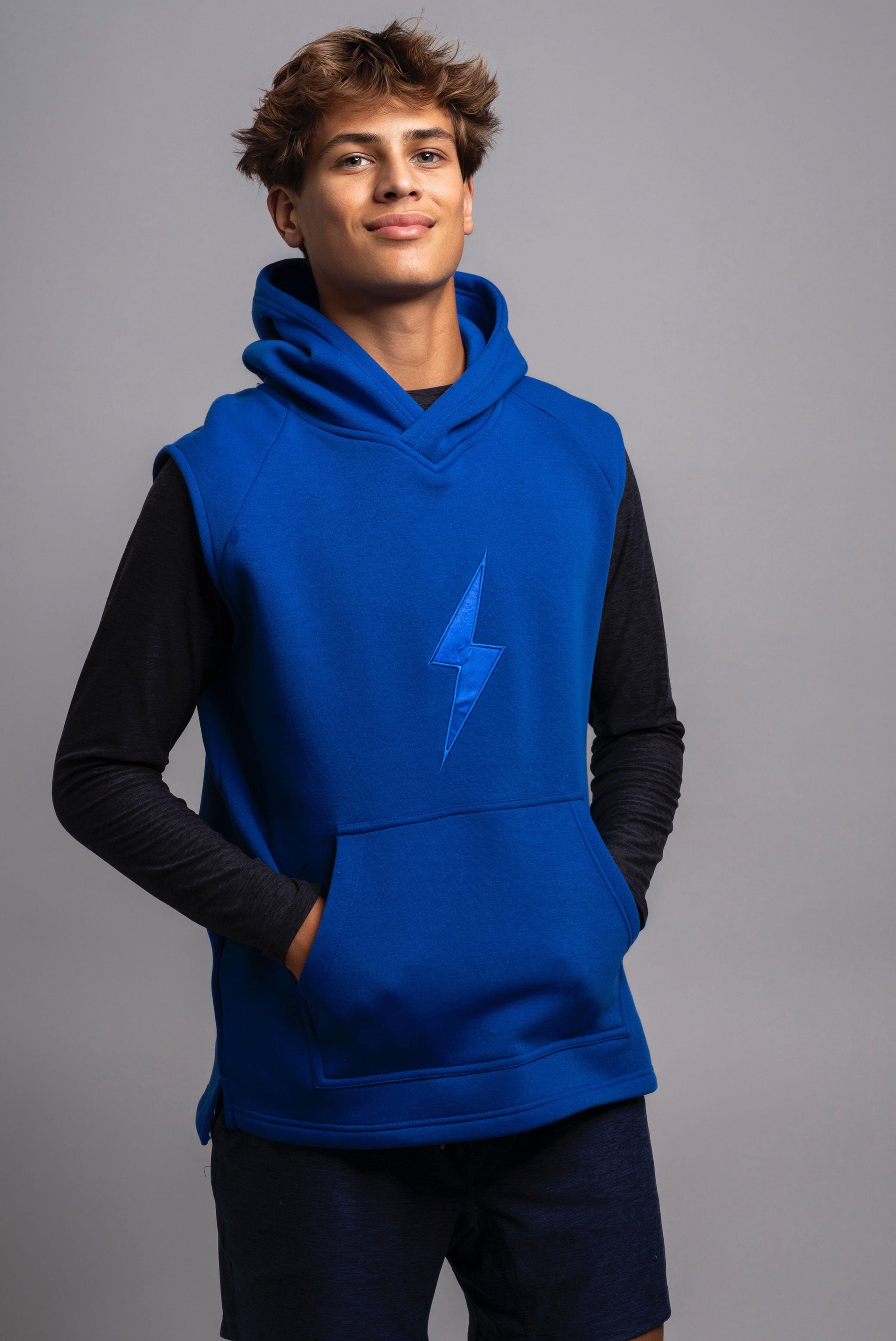 BRUCE BOLT "BOLT" Sleeveless Hoodie - ROYAL w/ Royal Bolt- quickbuy