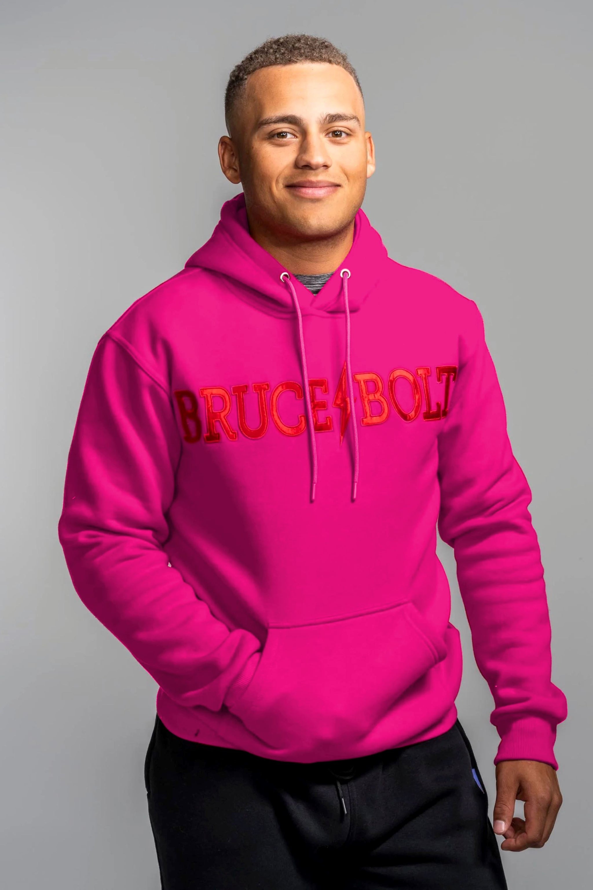 BRUCE BOLT "BRUCE BOLT" Hoodie - PINK- thumb 1