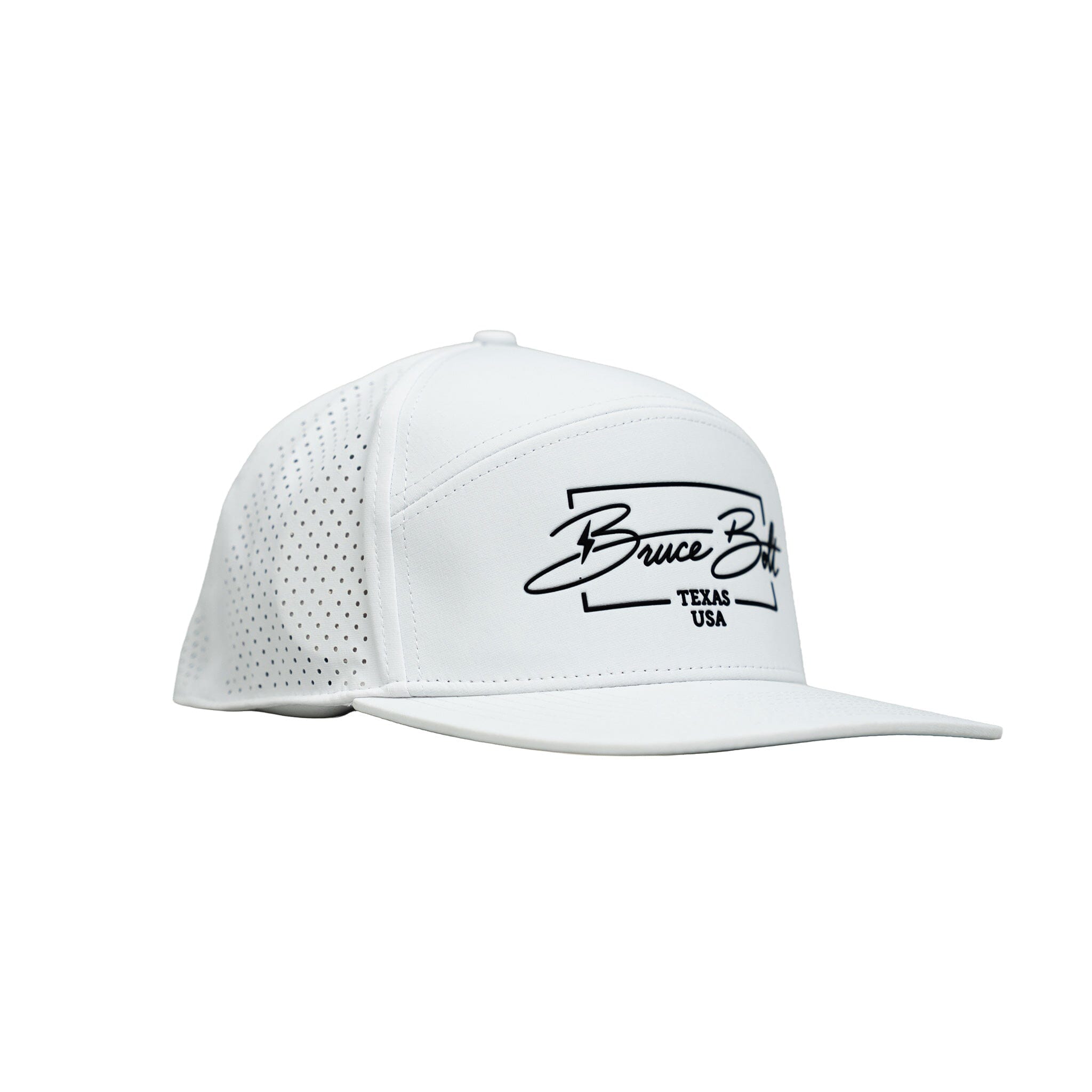 "BRUCE BOLT" Golf Performance Snapback Hat - White- thumb 3