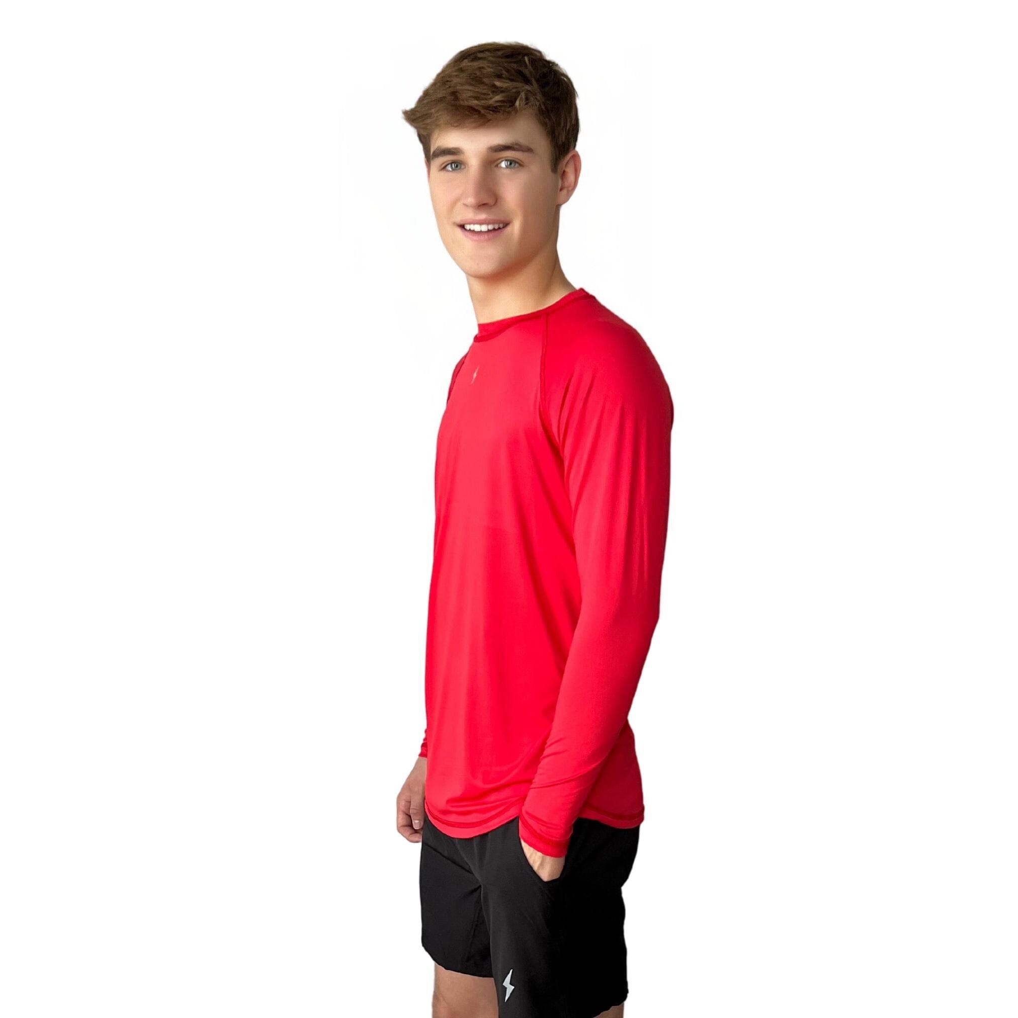BRUCE BOLT Long Sleeve Performance T-Shirt with Reflective Bolt - RED- thumb 4