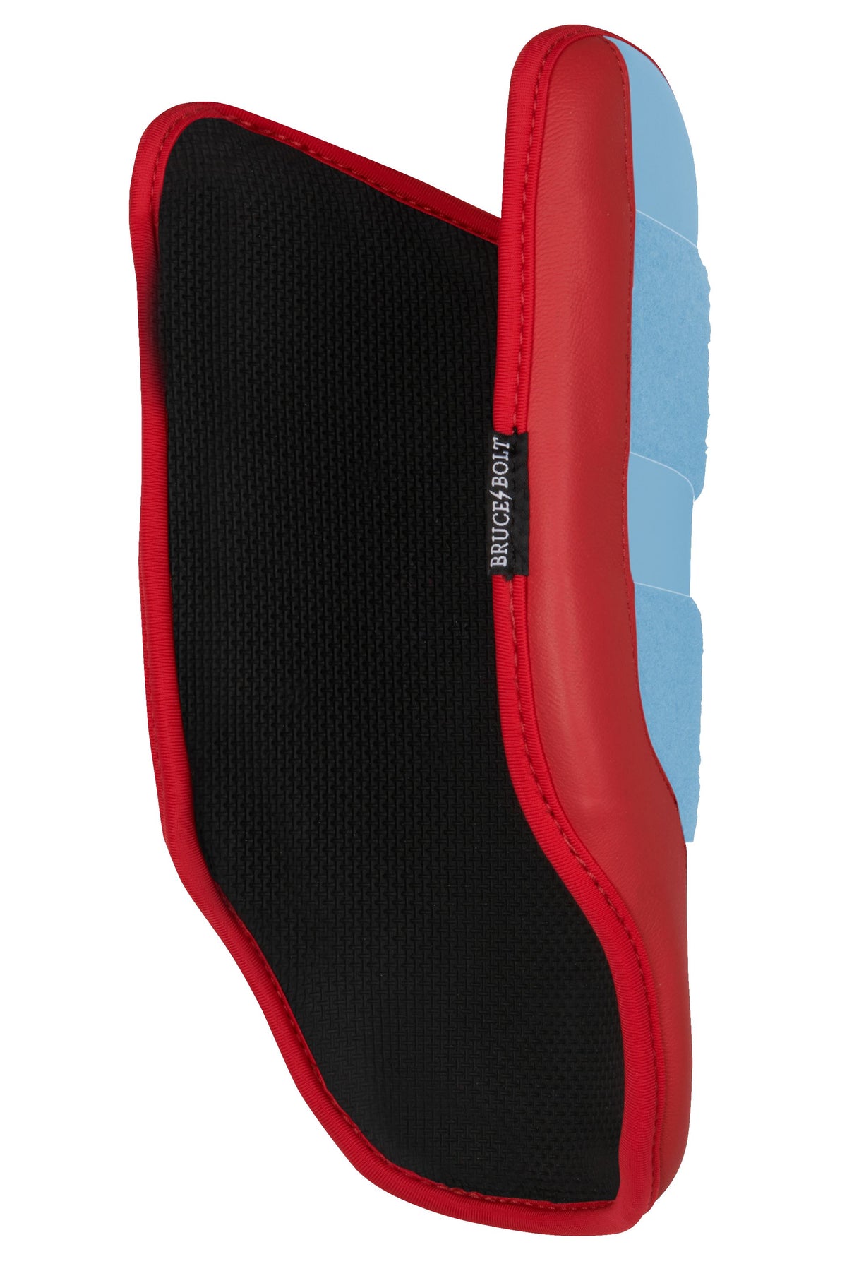 Bruce Bolt elbow guard in black, red, and baby blue.
