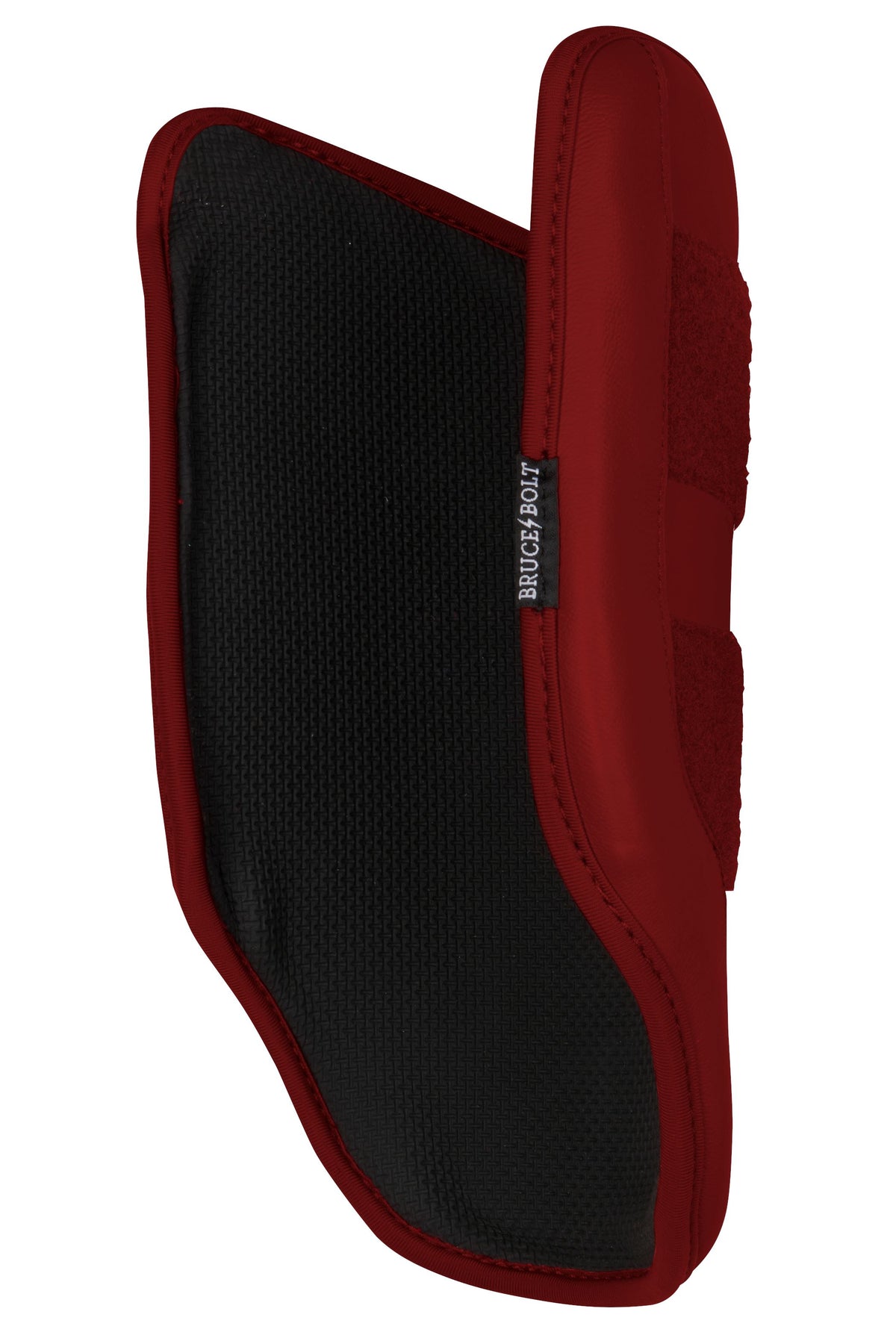 Maroon and black Bruce Bolt elbow guard on a white background.