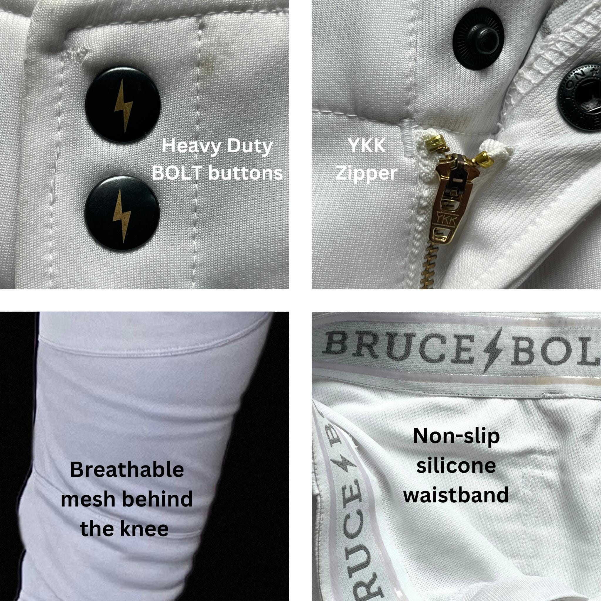 BRUCE BOLT Premium Pro Baseball Short - WHITE w/ Royal- thumb 5