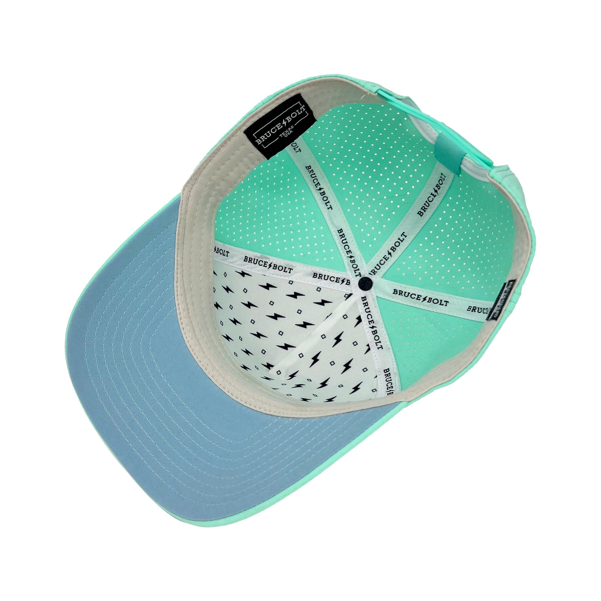 BRUCE BOLT Standard 5-Panel Snapback Hat - MINT w/ BLACK BOLT- thumb 4