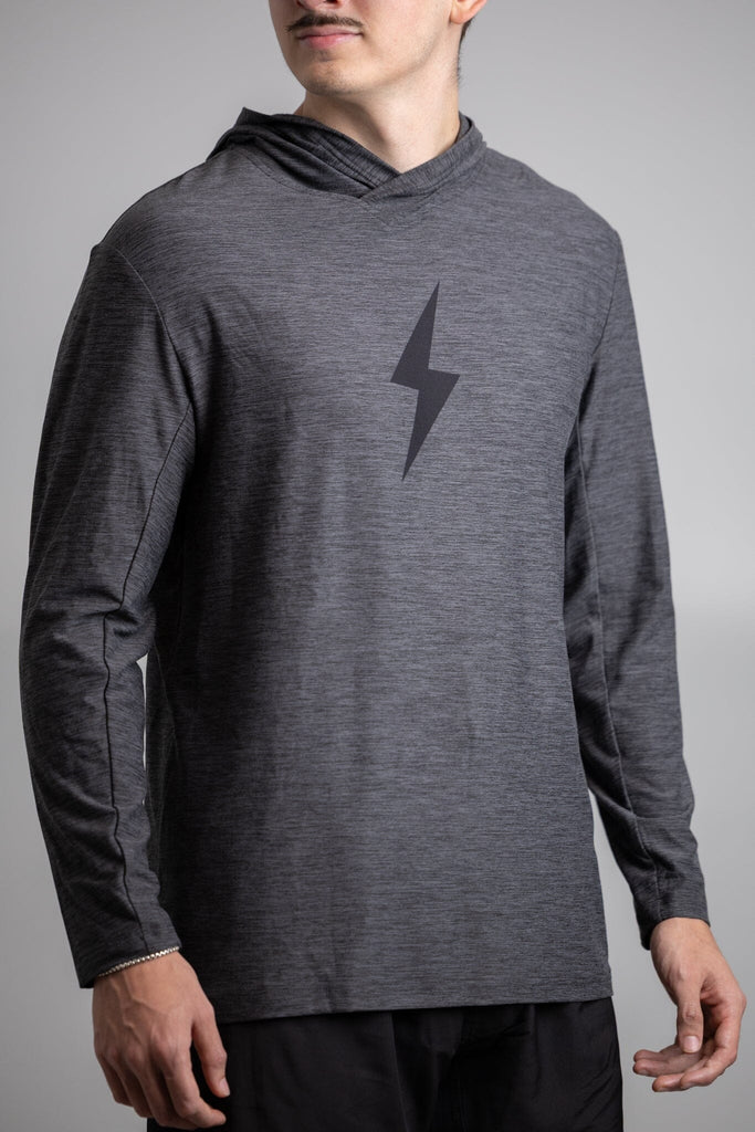 "BOLT" SuperSoft Long Sleeve Hoodie - Charcoal- thumb 3