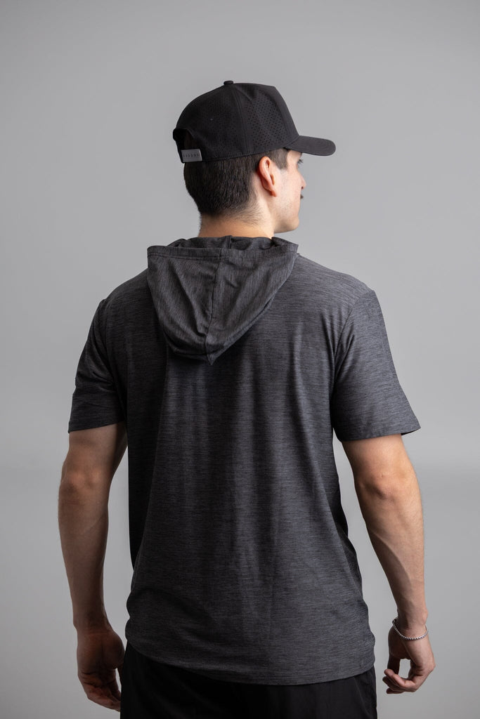 "BOLT" SuperSoft Short Sleeve Hoodie - Charcoal- thumb 3