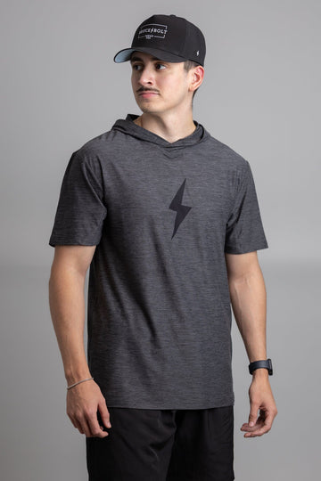 "BOLT" SuperSoft Short Sleeve Hoodie - Charcoal - 1