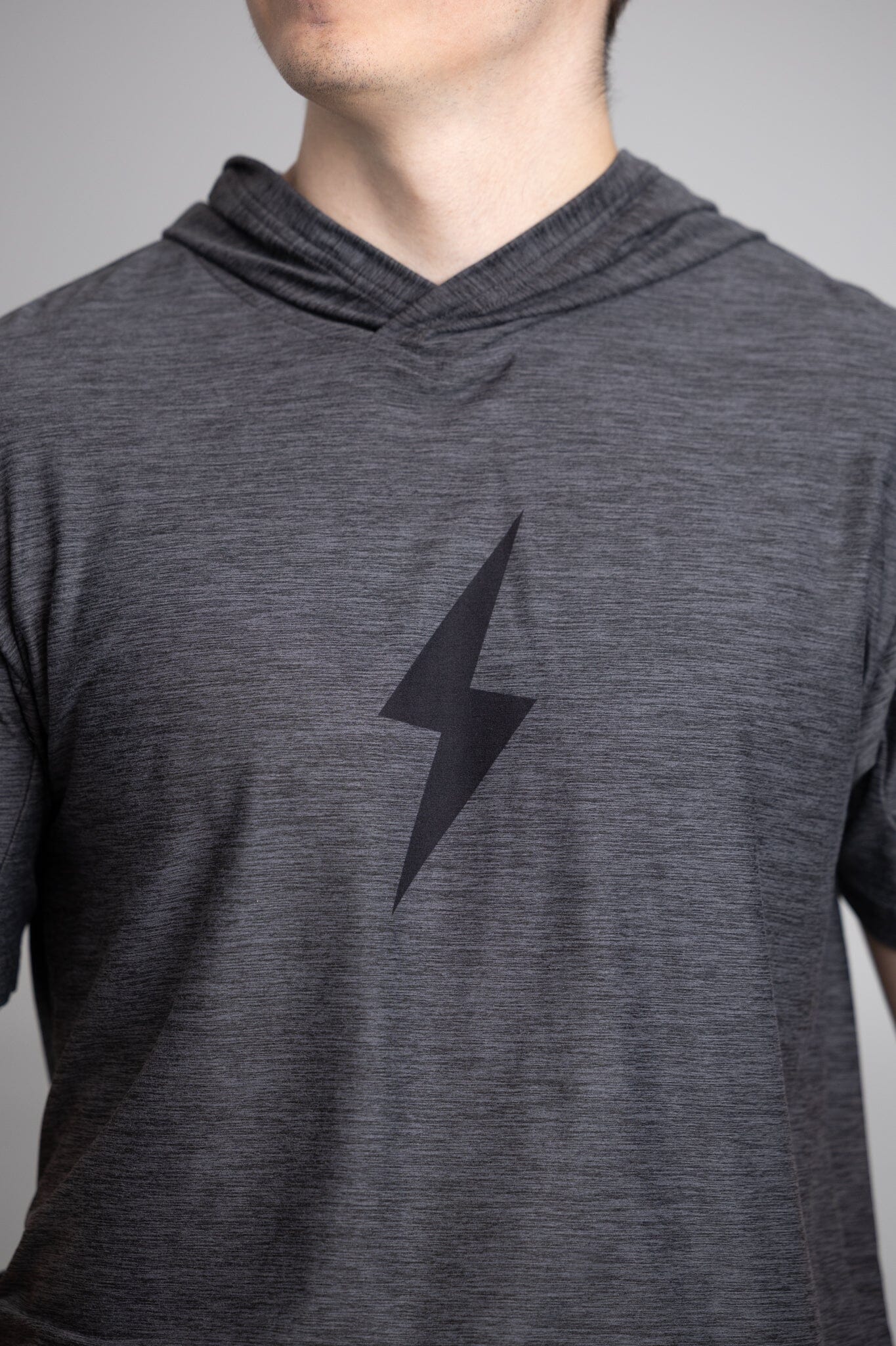 "BOLT" SuperSoft Short Sleeve Hoodie - Charcoal- quickbuy