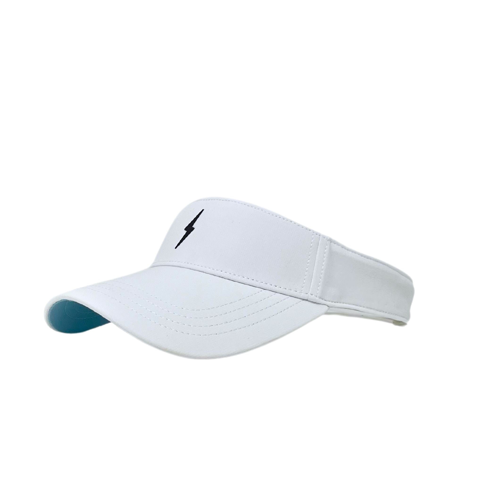 BRUCE BOLT Visor with Velcro Adjustment - WHITE w/ BLACK BOLT- quickbuy