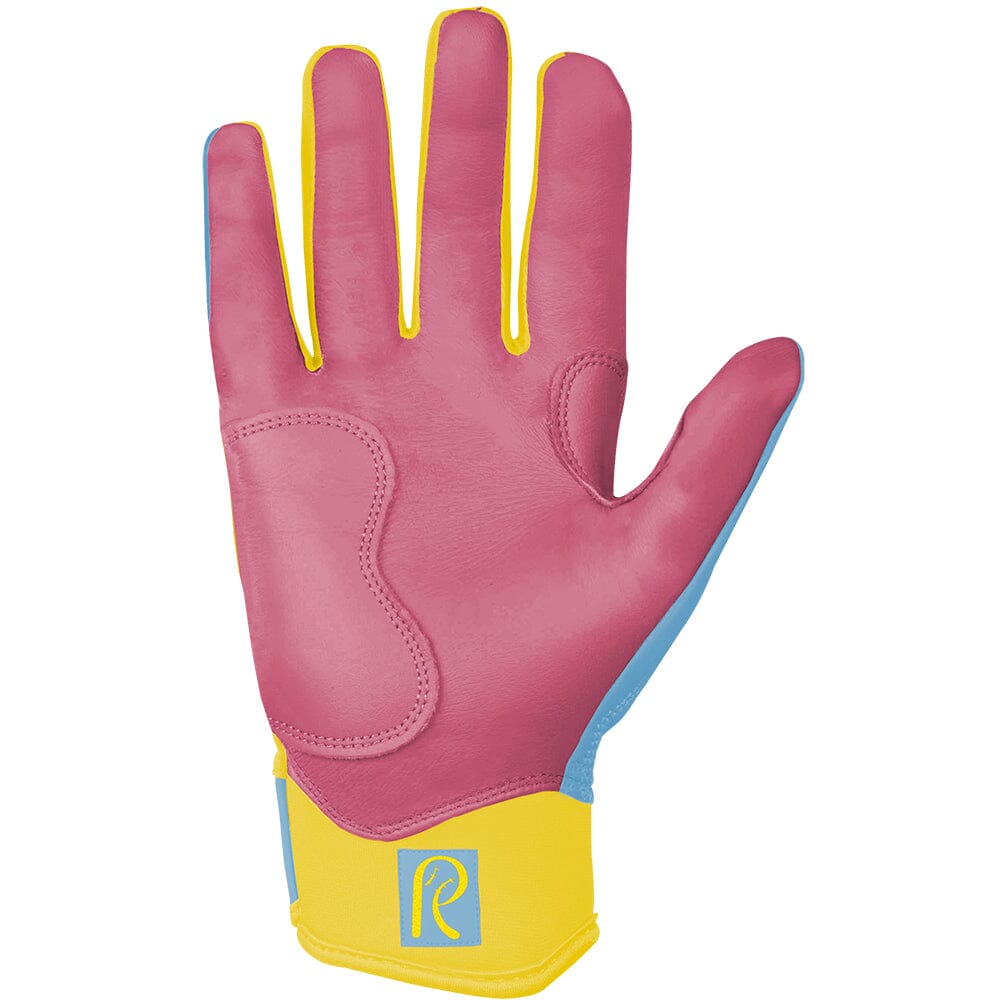 Coach RAC Creator Series Short Cuff Batting Gloves - Baby Blue/Yellow- quickbuy