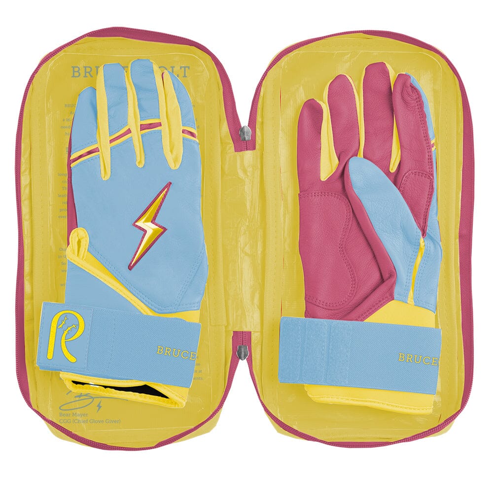 Coach RAC Creator Series Short Cuff Batting Gloves - Baby Blue/Yellow- thumb 8